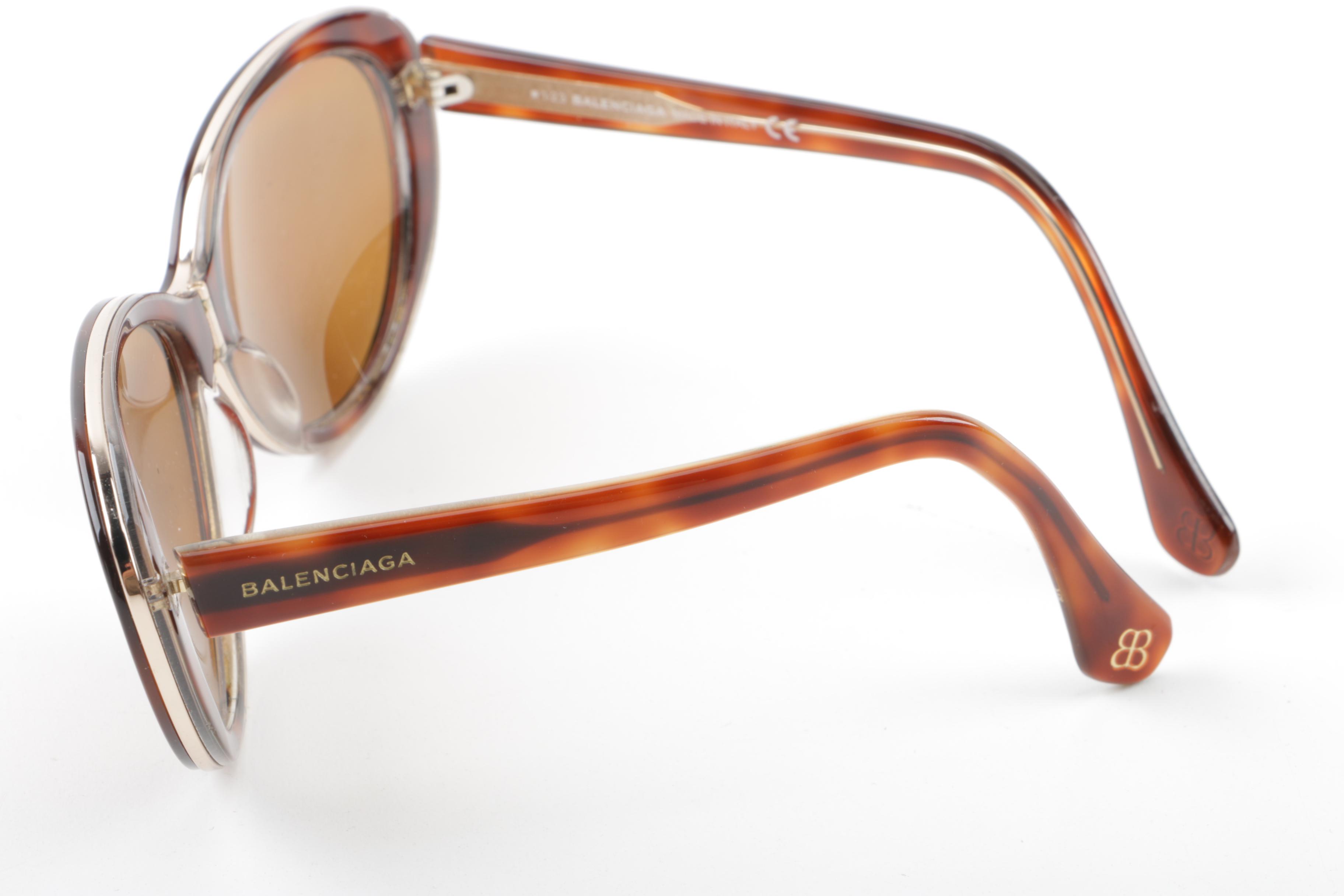 Balenciaga Tortoiseshell Style Cat Eye Polarized Prescription Sunglasses