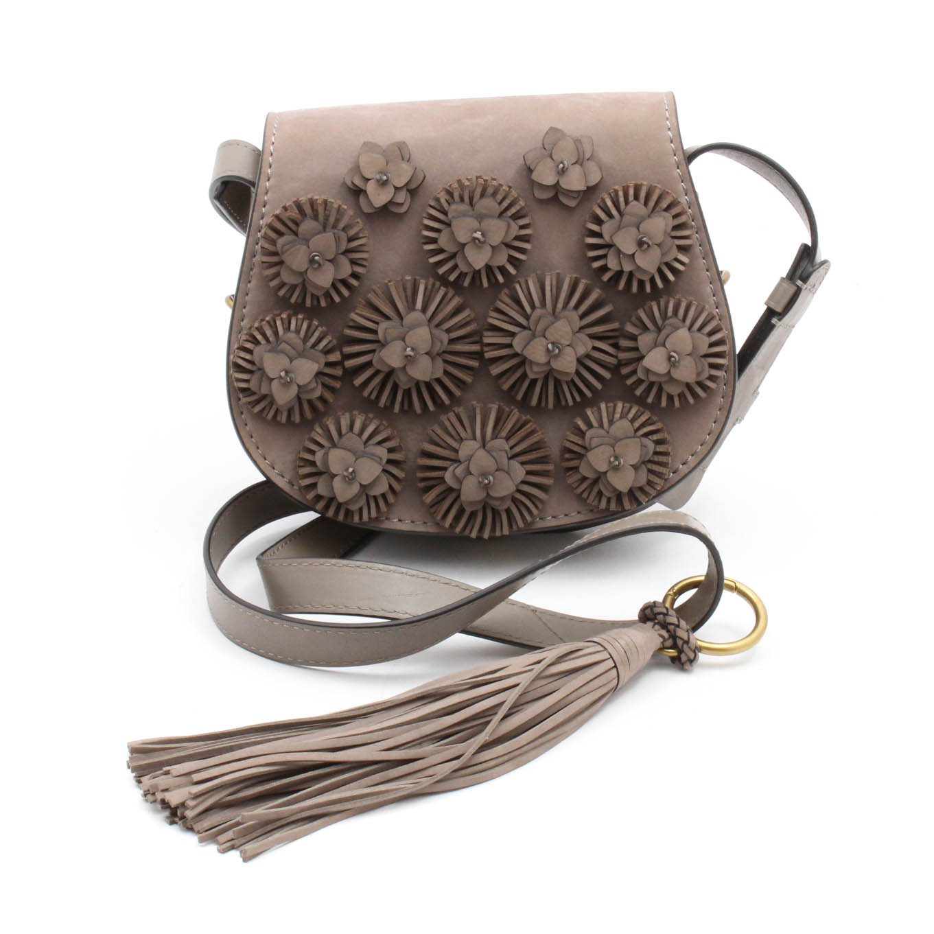 Tory Burch Embellished Suede Saddle Crossbody