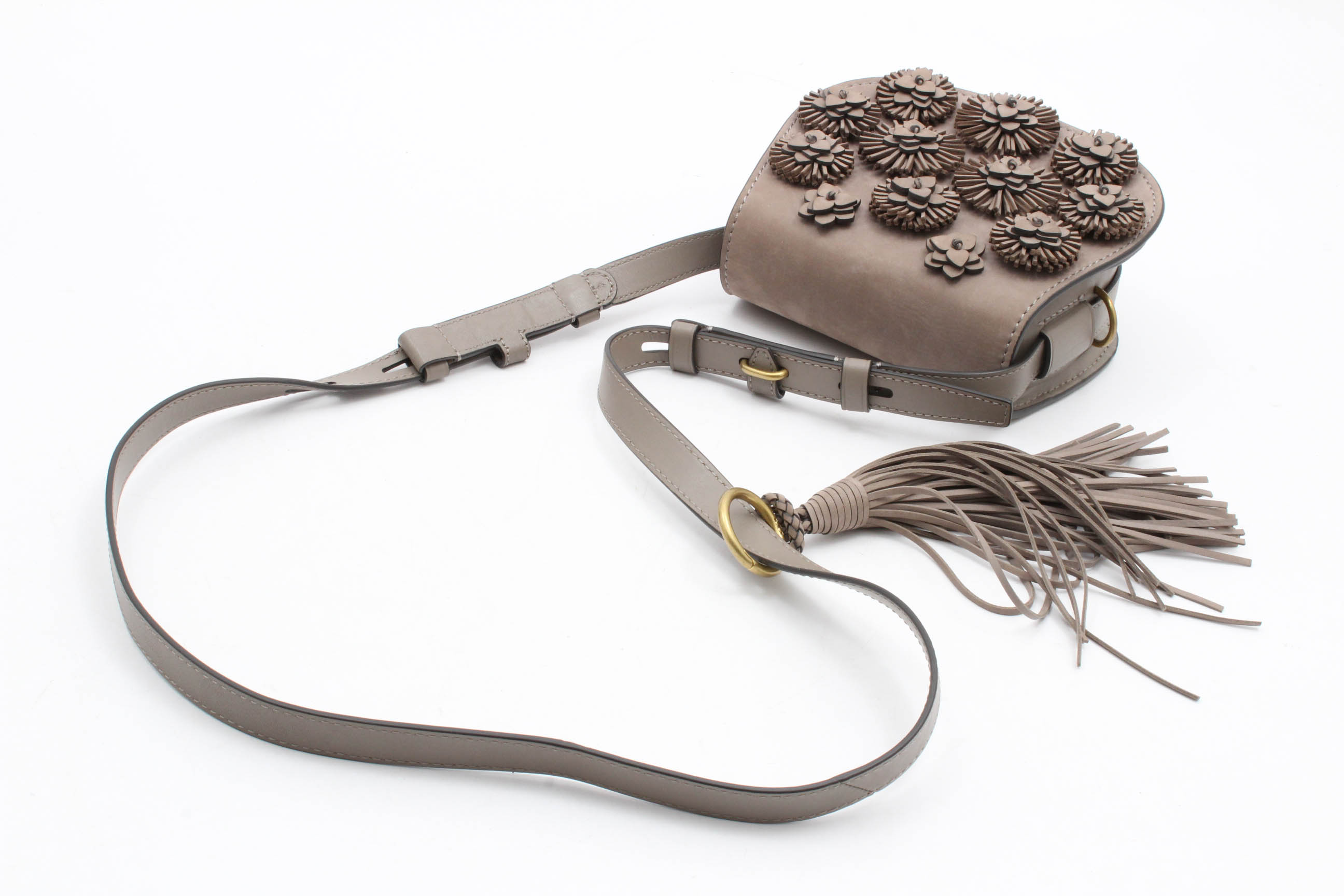 Tory Burch Embellished Suede Saddle Crossbody