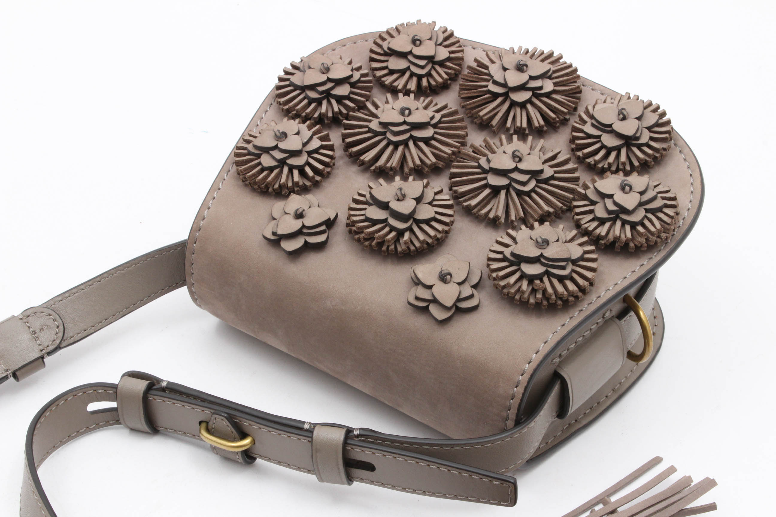 Tory Burch Embellished Suede Saddle Crossbody