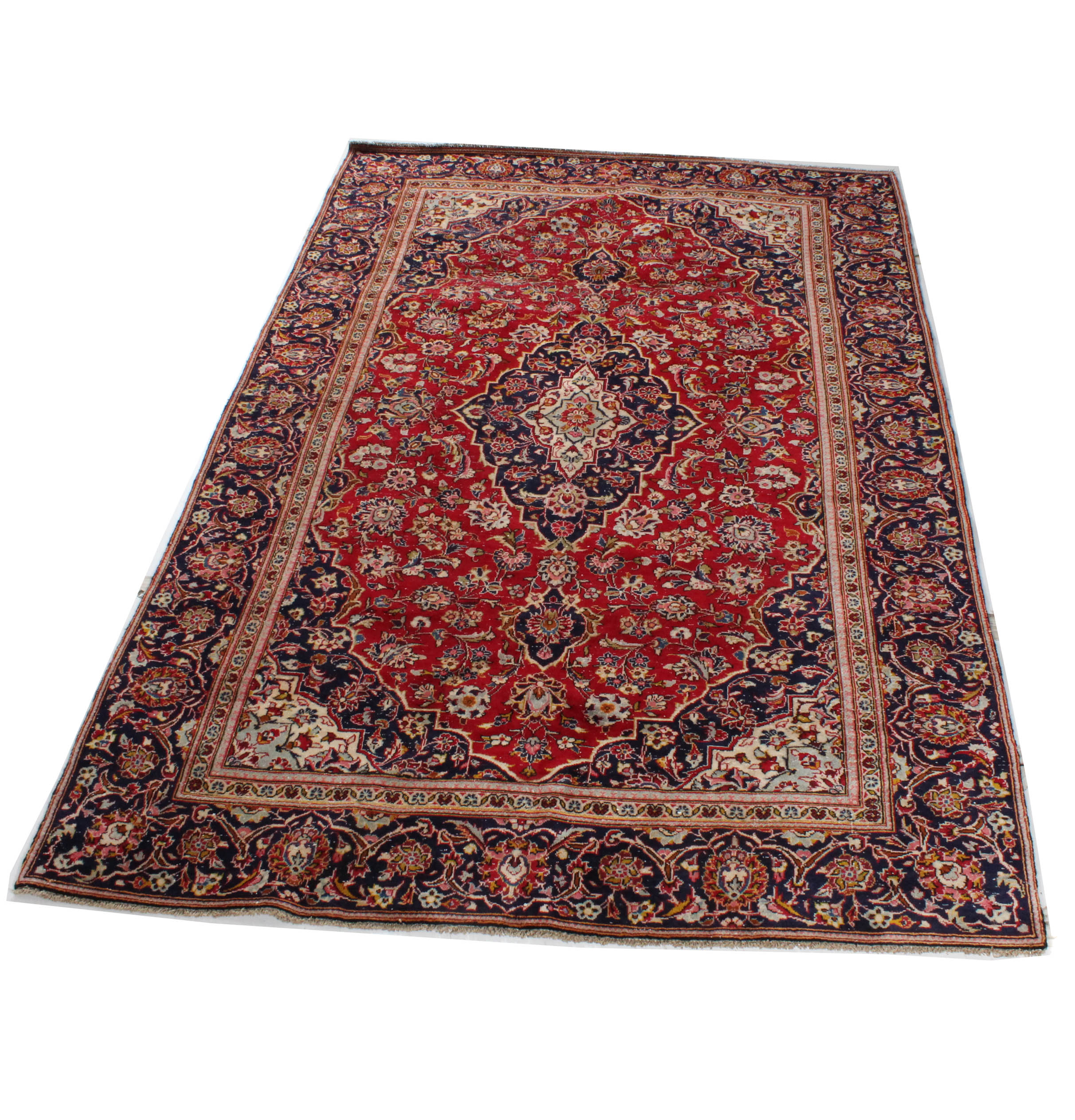 Vintage Hand-Knotted Persian Kashan Rug