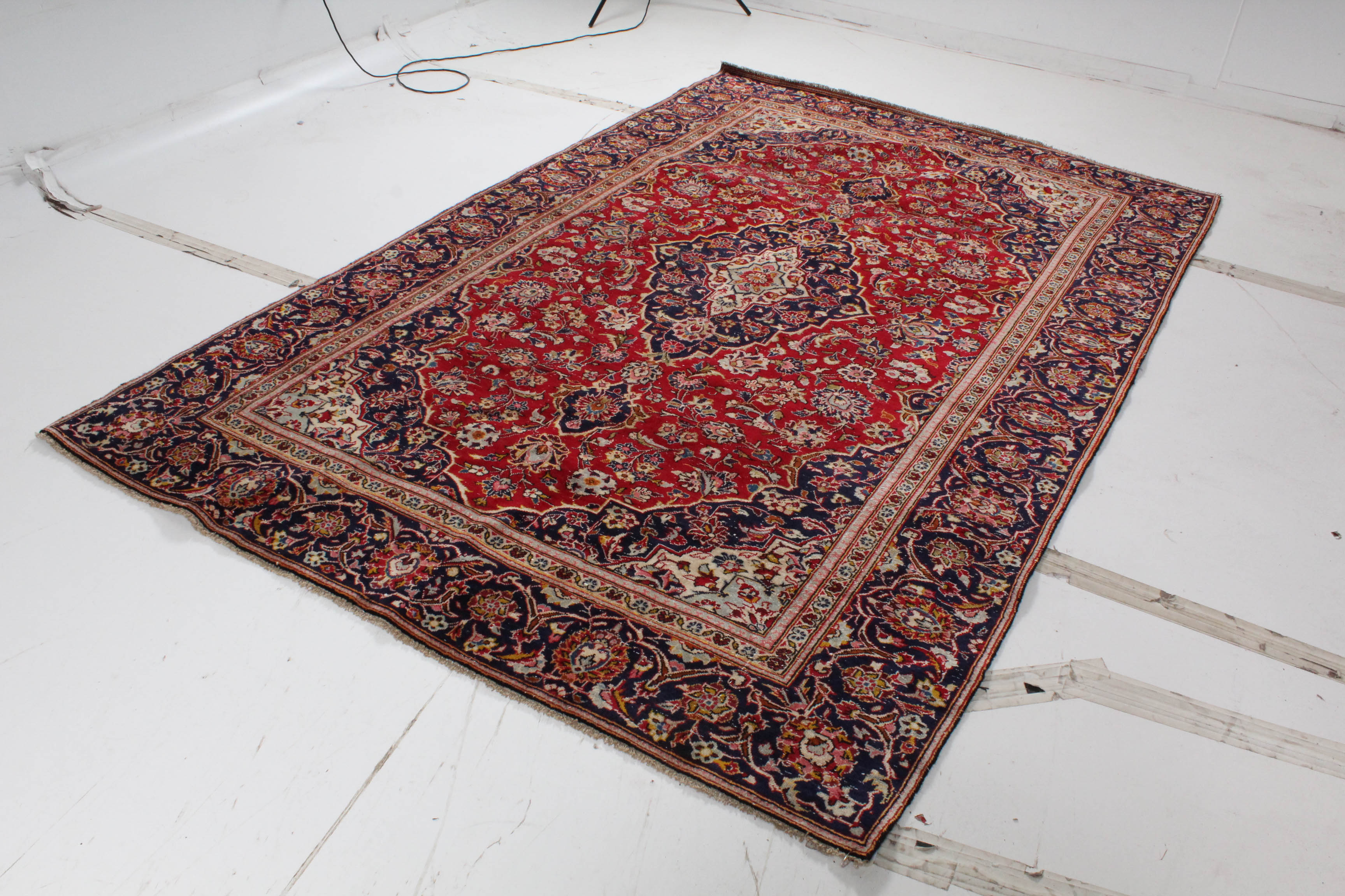 Vintage Hand-Knotted Persian Kashan Rug
