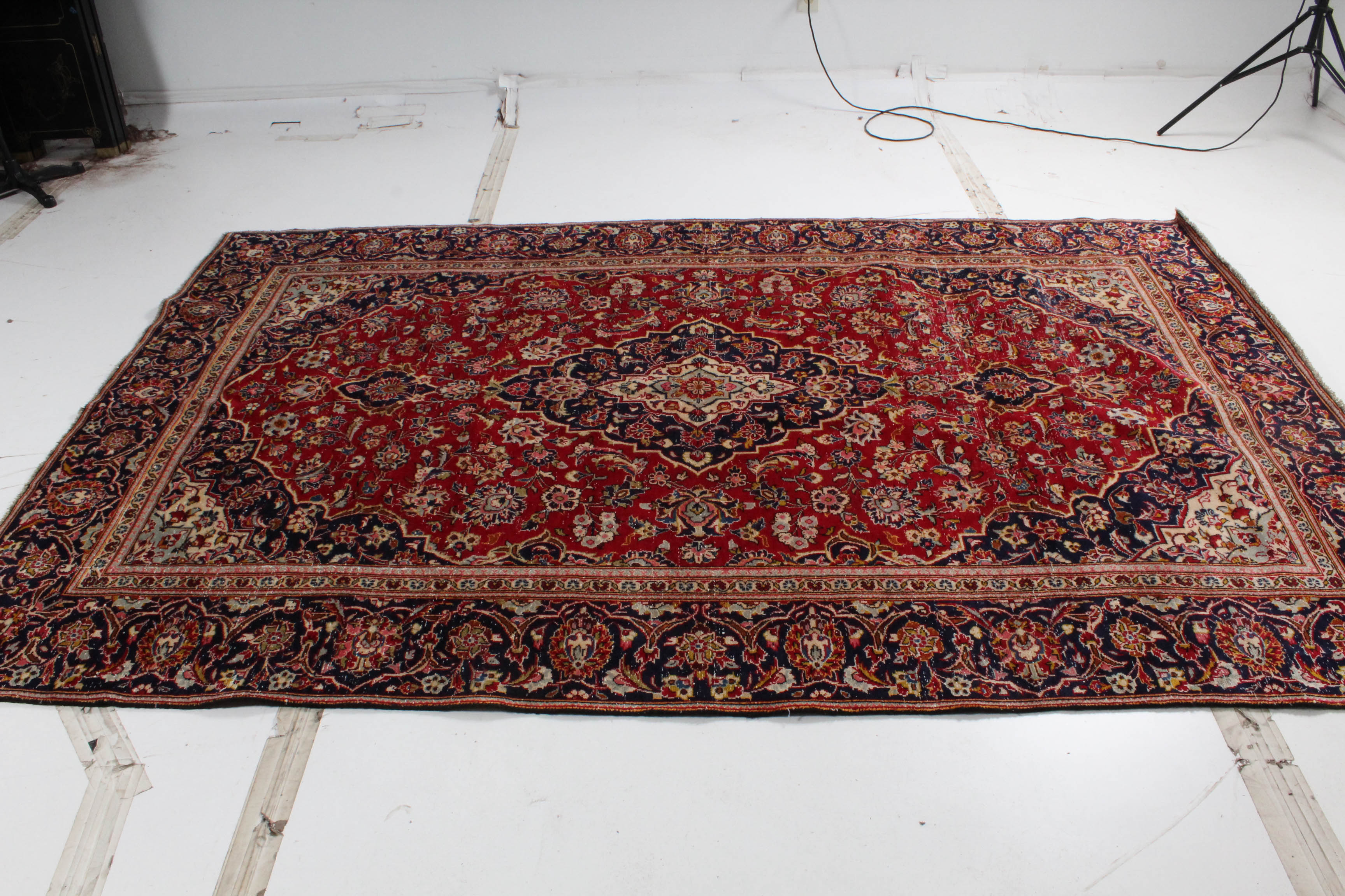 Vintage Hand-Knotted Persian Kashan Rug