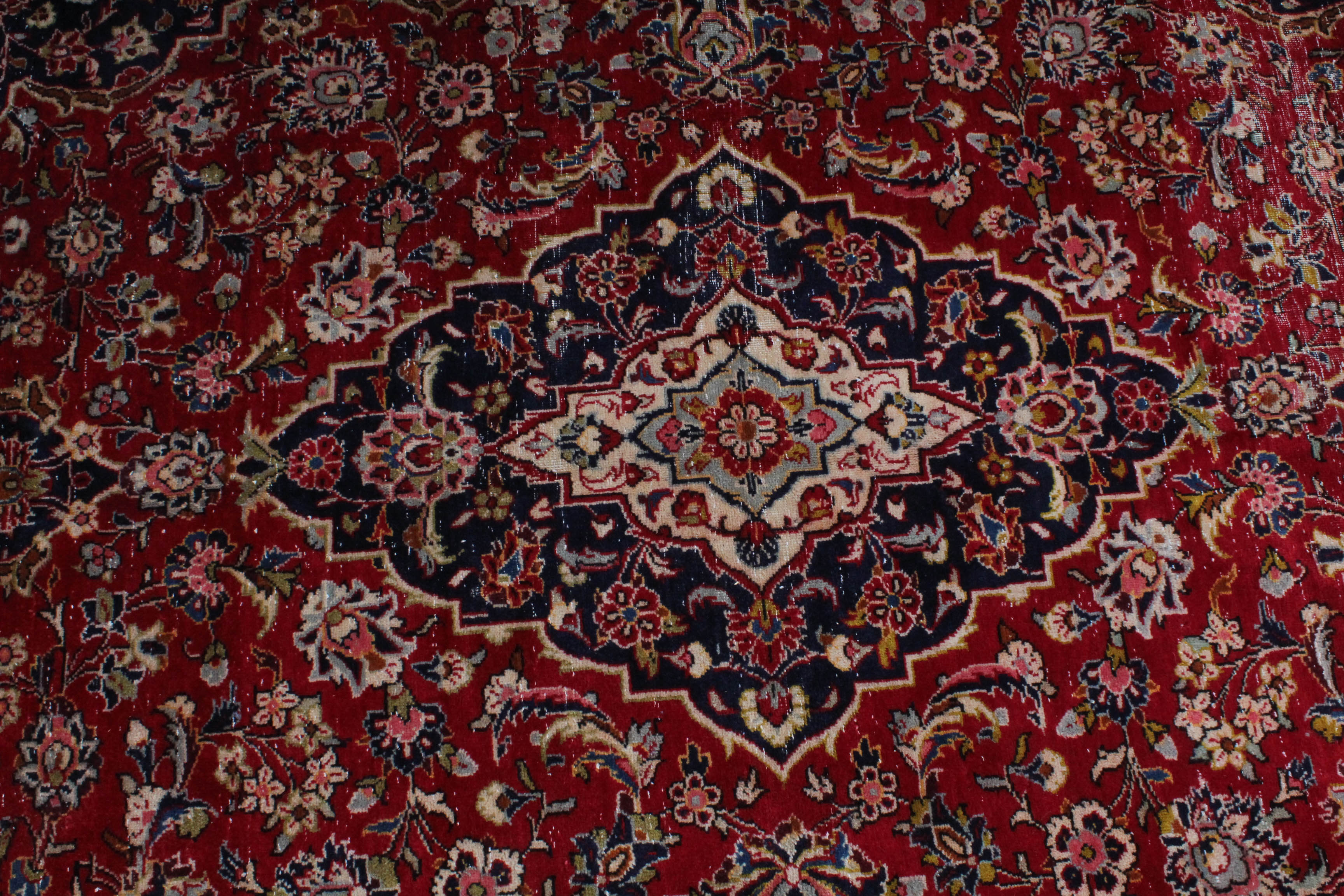 Vintage Hand-Knotted Persian Kashan Rug