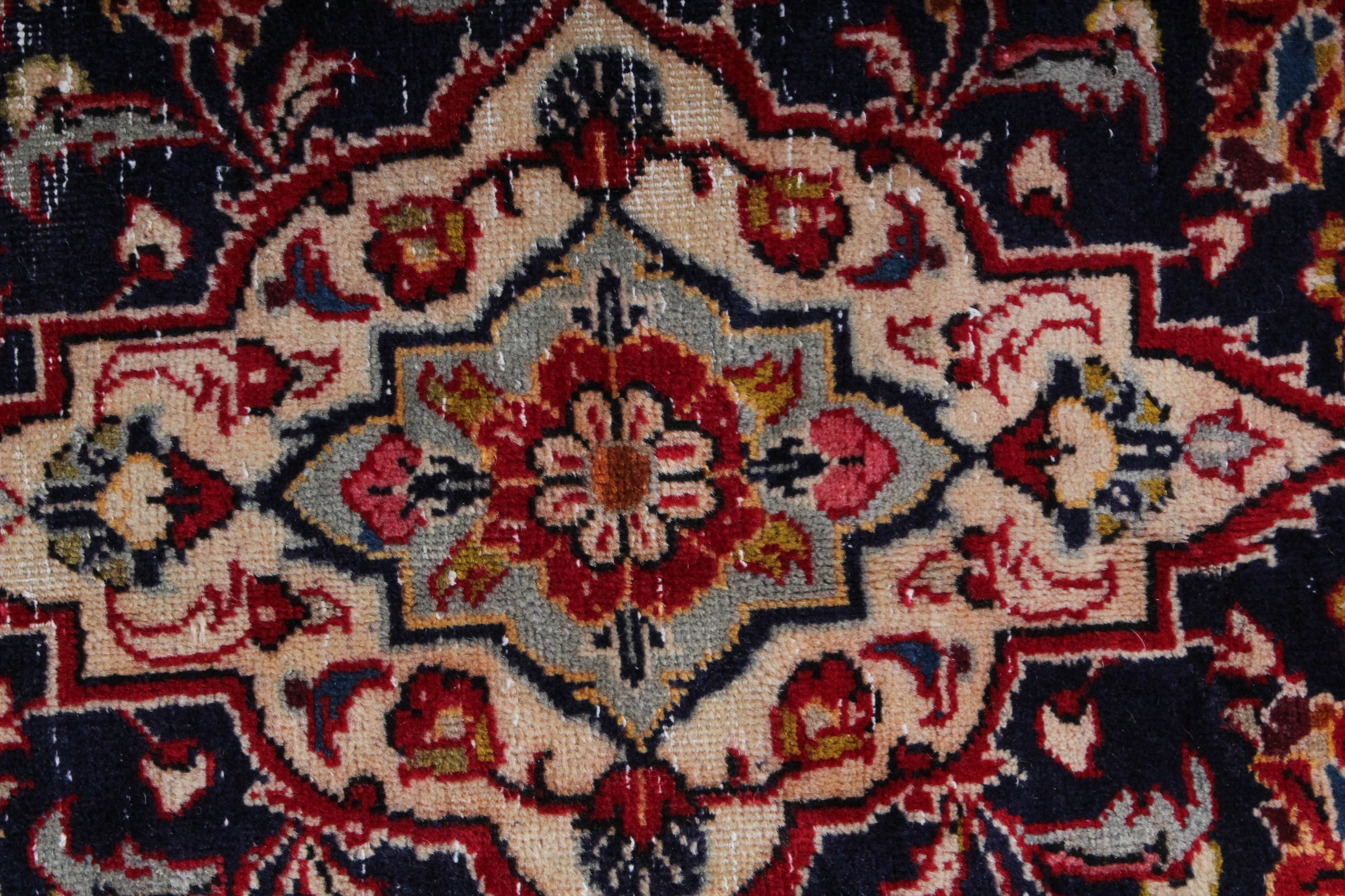 Vintage Hand-Knotted Persian Kashan Rug