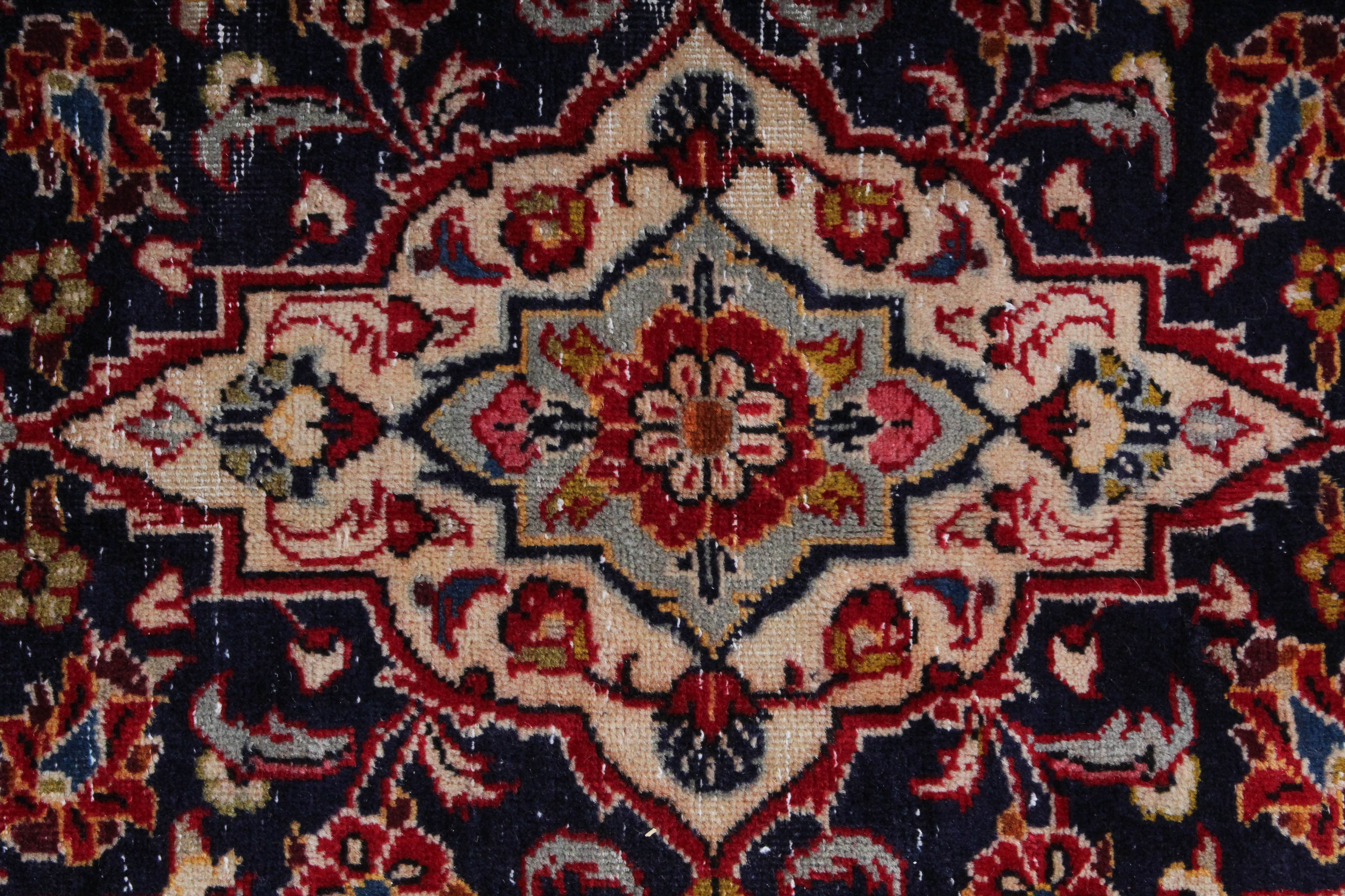 Vintage Hand-Knotted Persian Kashan Rug