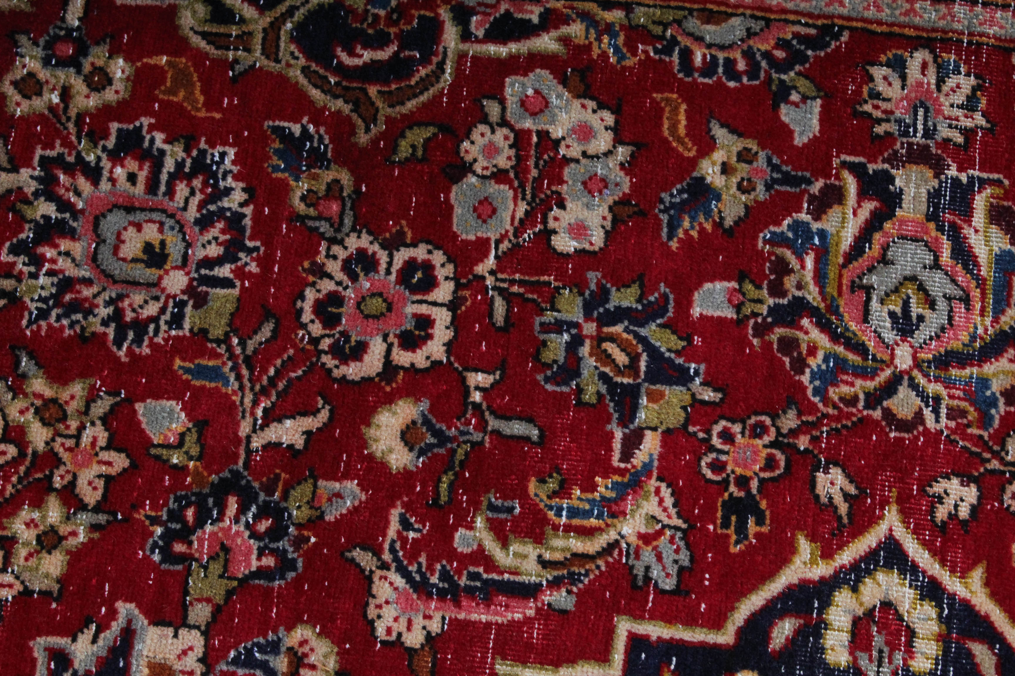 Vintage Hand-Knotted Persian Kashan Rug