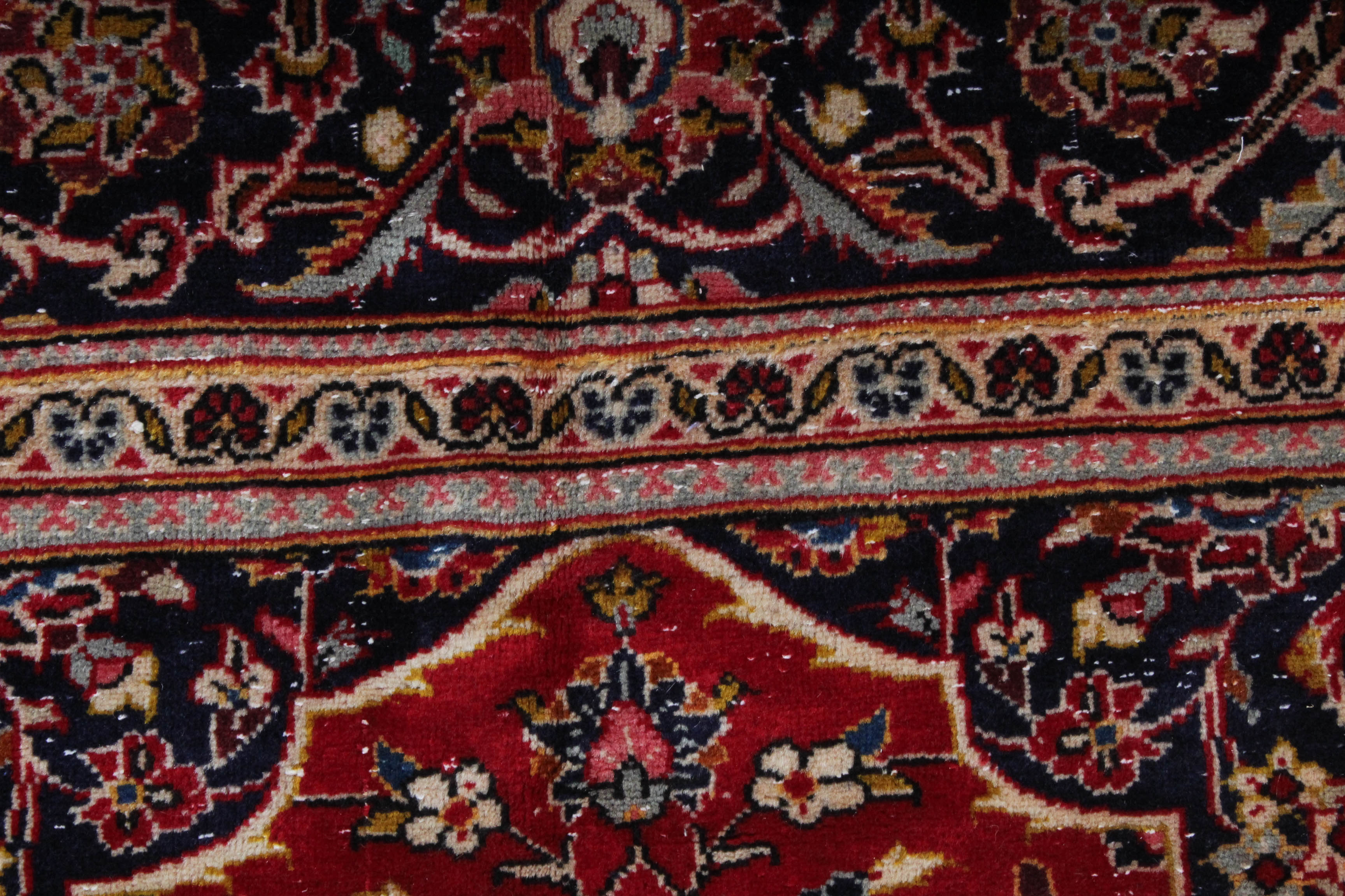 Vintage Hand-Knotted Persian Kashan Rug