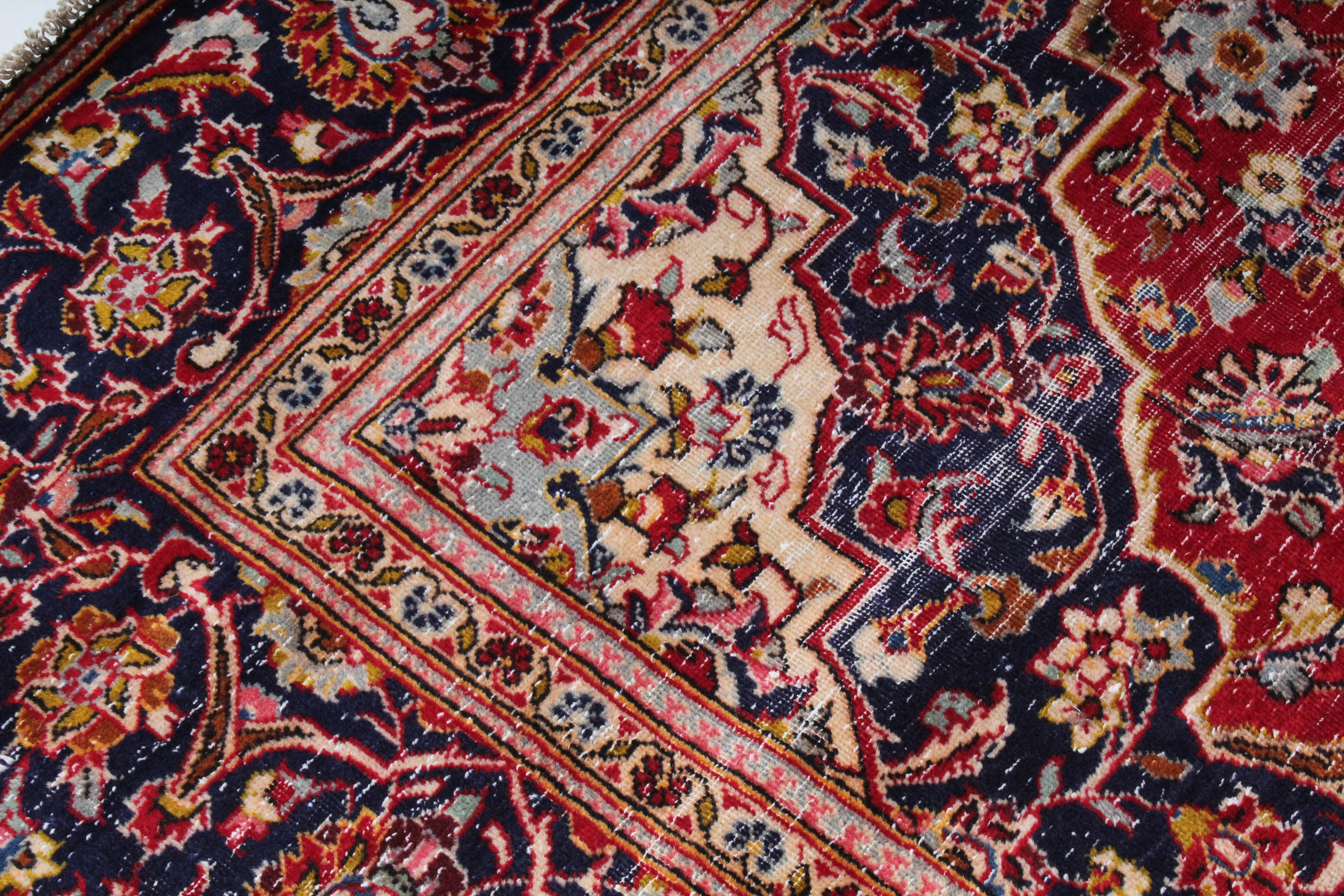 Vintage Hand-Knotted Persian Kashan Rug
