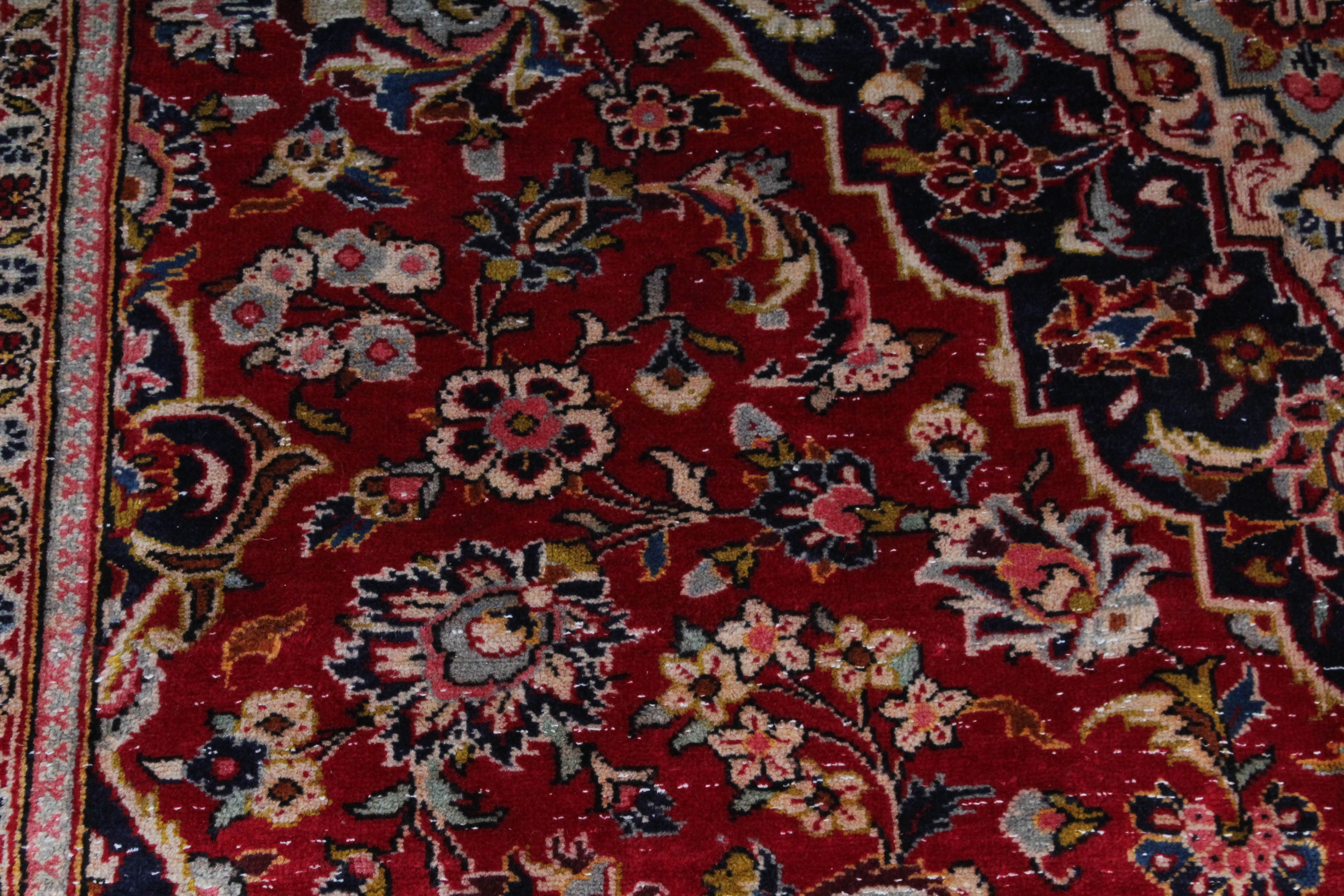 Vintage Hand-Knotted Persian Kashan Rug