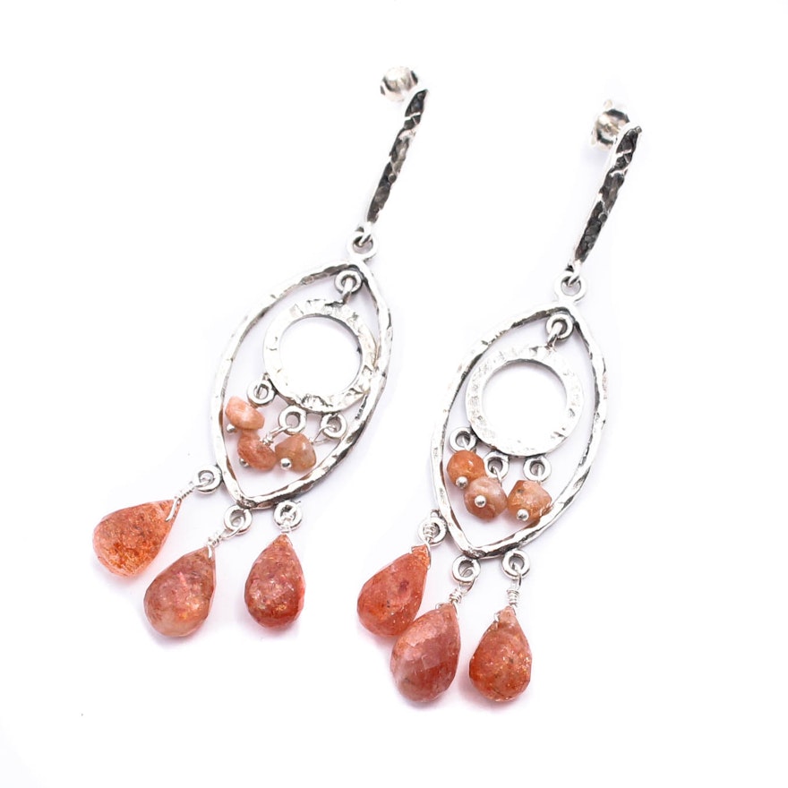 Sterling Silver Quartz Chandelier Earrings