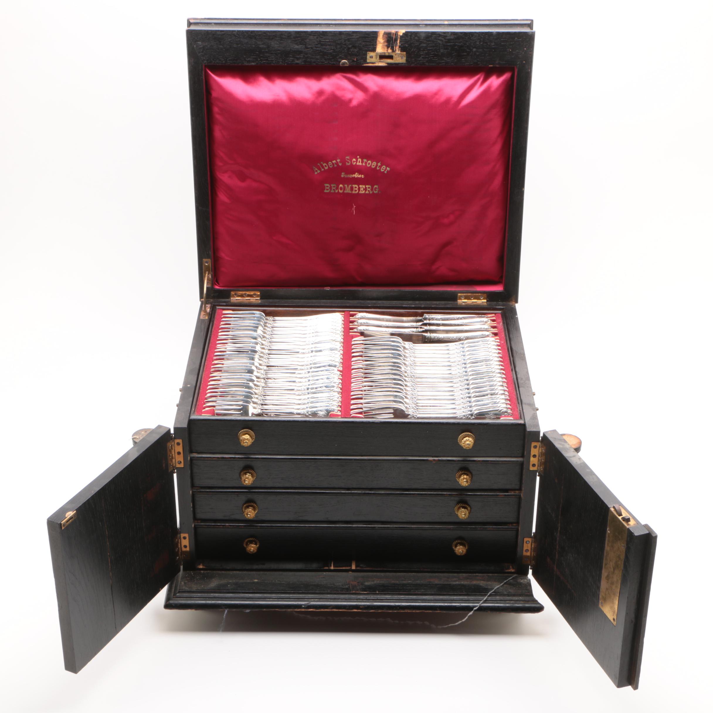 Körner Proll German 800 Silver Flatware Set with Wooden Chest