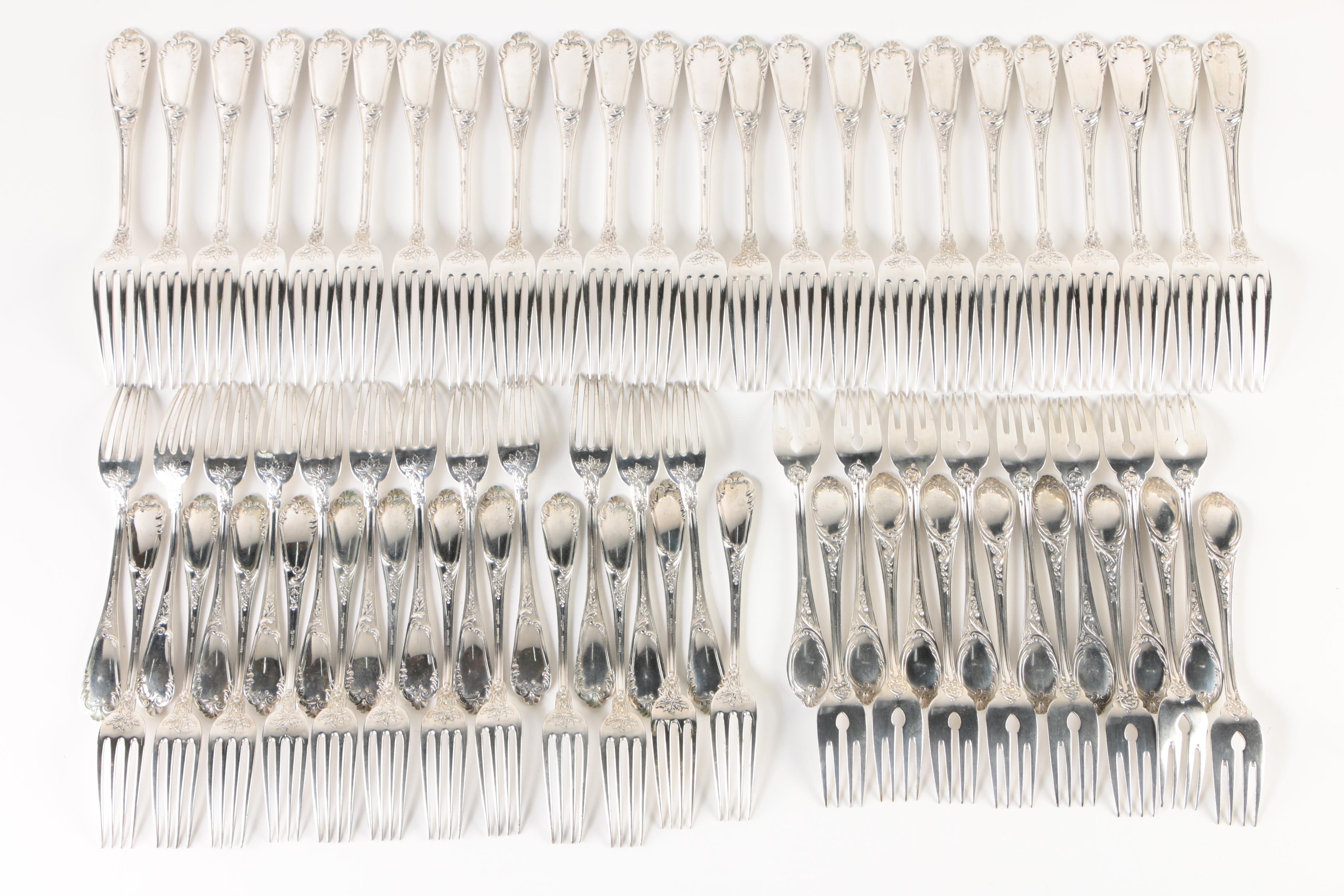 Körner Proll German 800 Silver Flatware Set with Wooden Chest