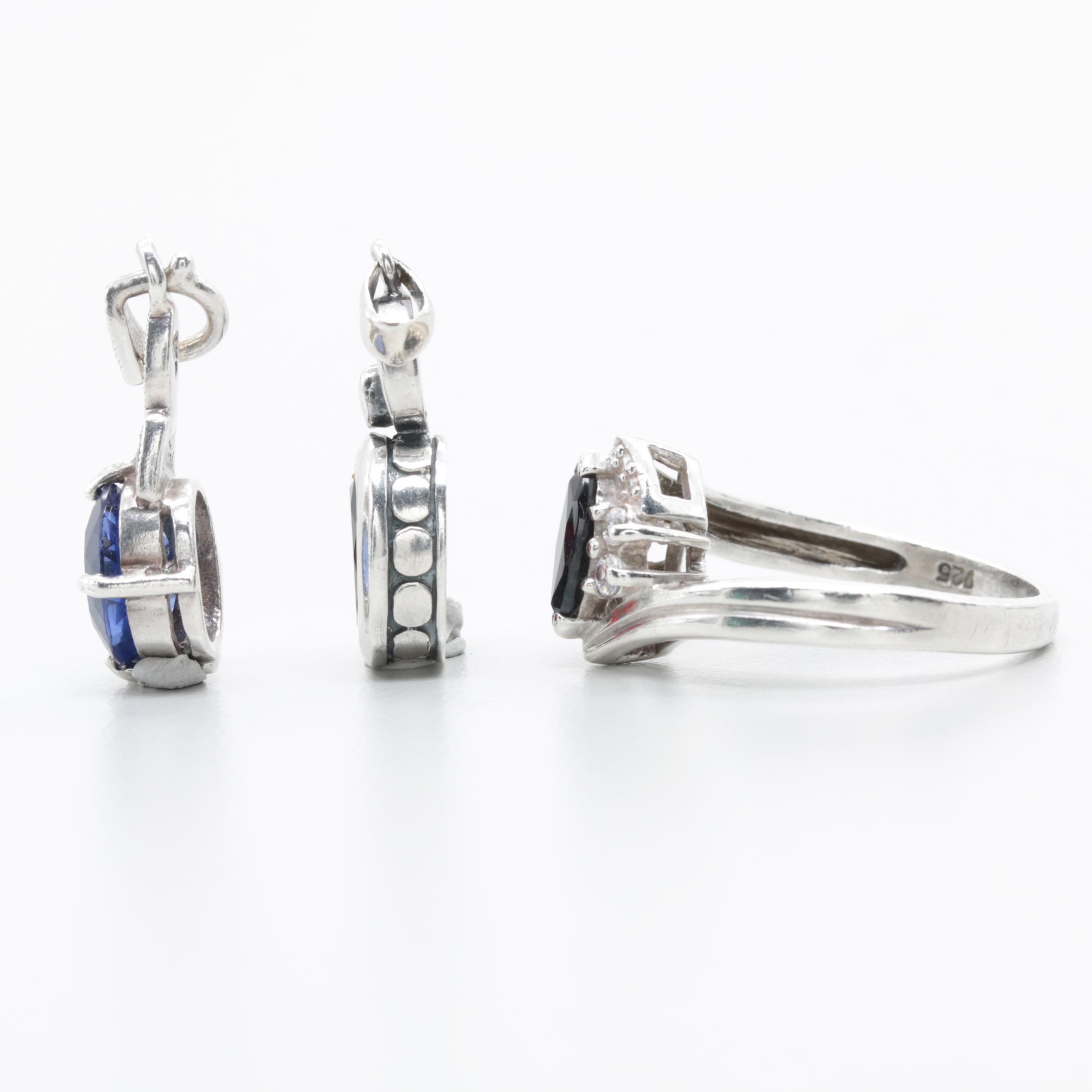 Sterling Silver Sapphire, Garnet, Amethyst and Cubic Zirconia Jewelry