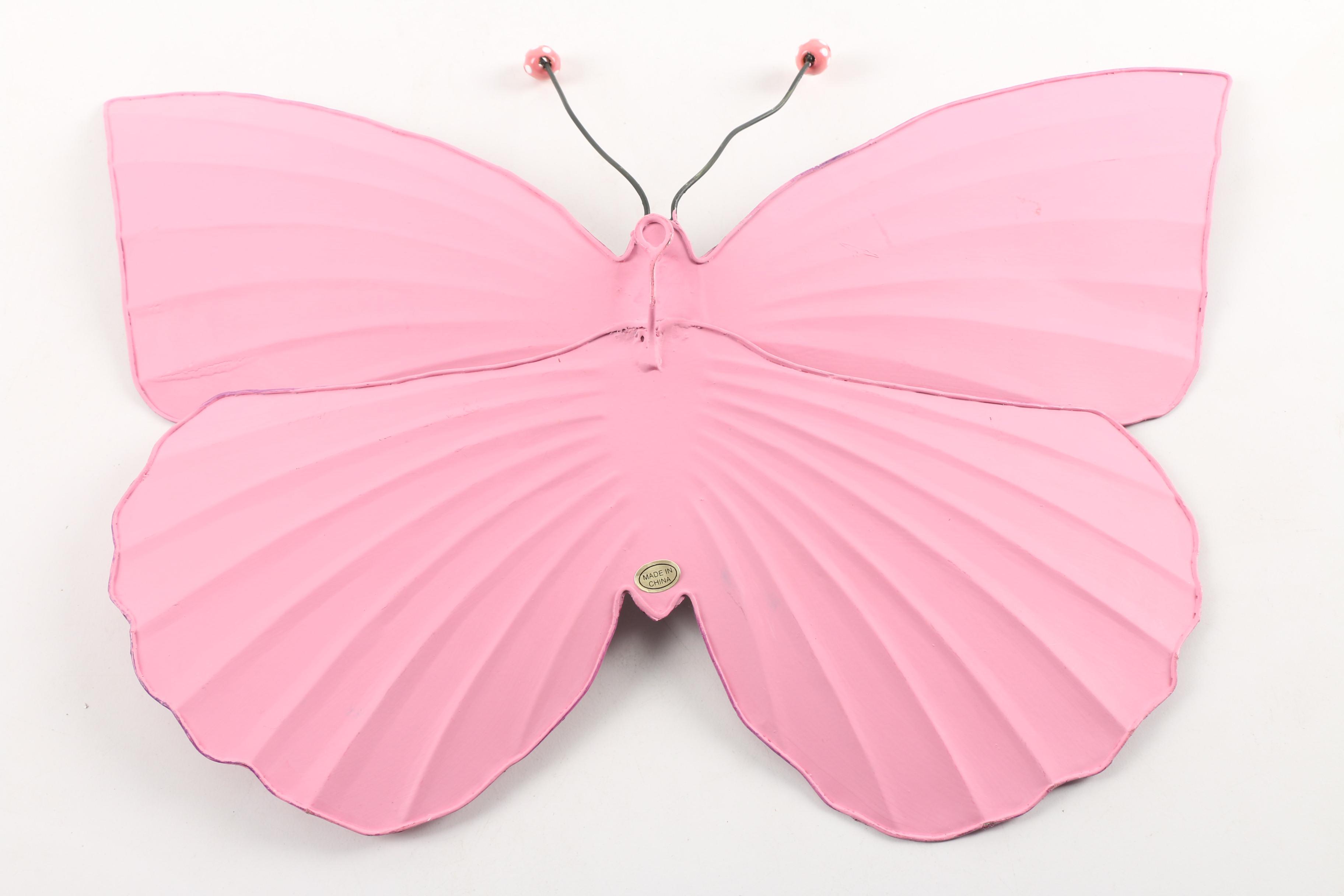 Double-Sided Wall Clock and Metal Butterfly Wall Decor