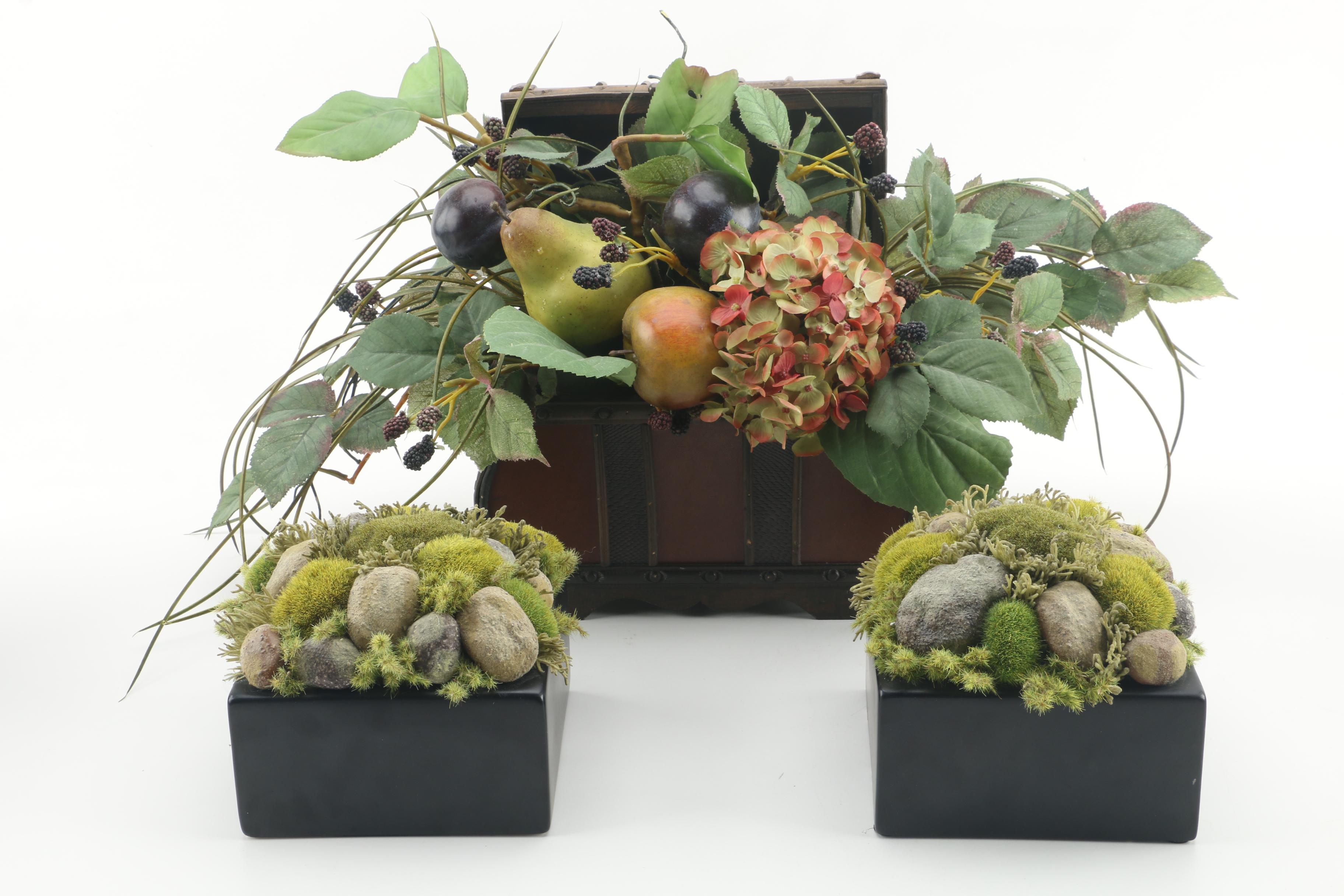 Faux Moss and Floral Arrangements with Eddie Bauer Candleholders