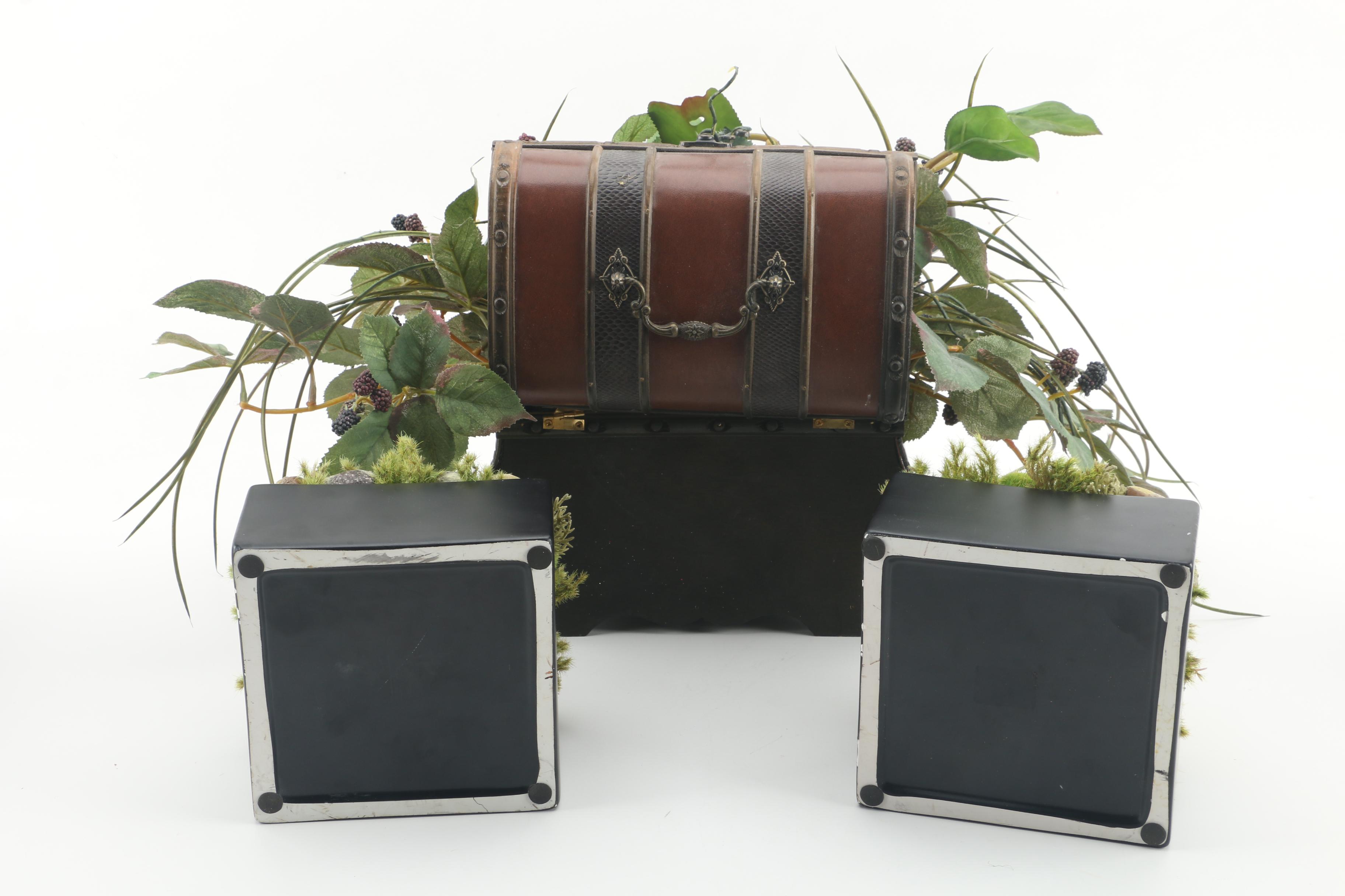 Faux Moss and Floral Arrangements with Eddie Bauer Candleholders