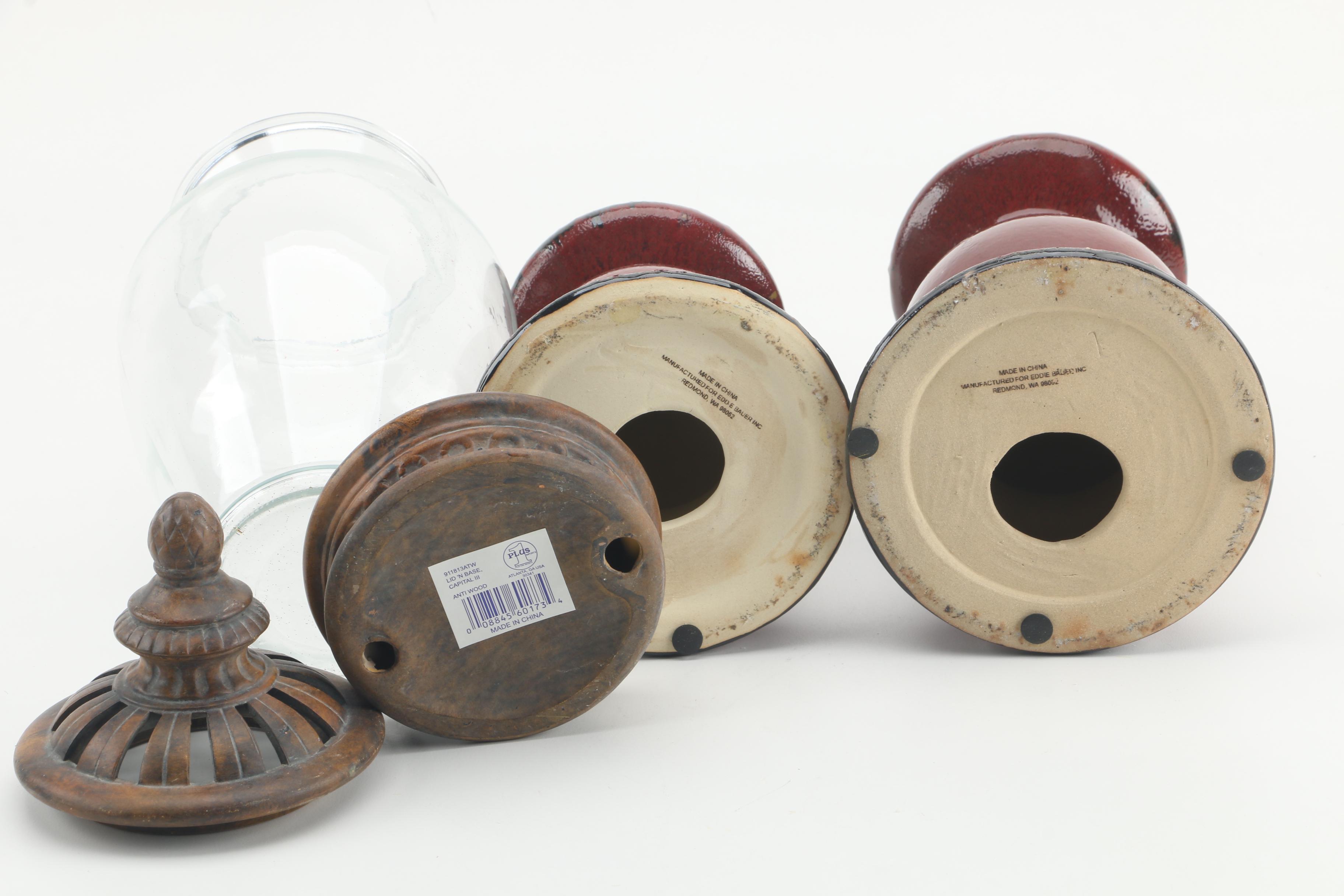 Faux Moss and Floral Arrangements with Eddie Bauer Candleholders