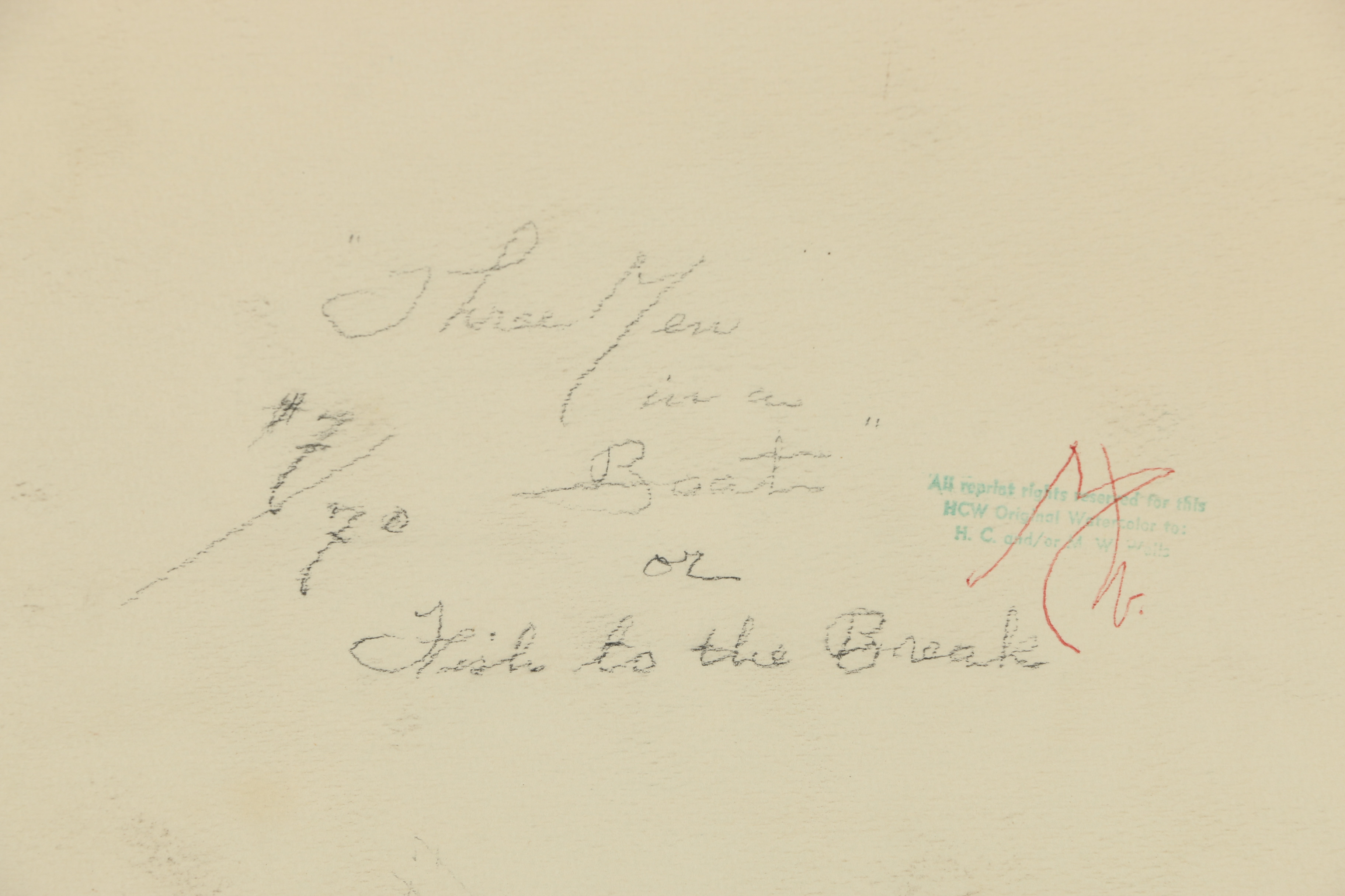 H. C. Wells Watercolor Painting "Three Men in a Boat" or "Fish to the Break"