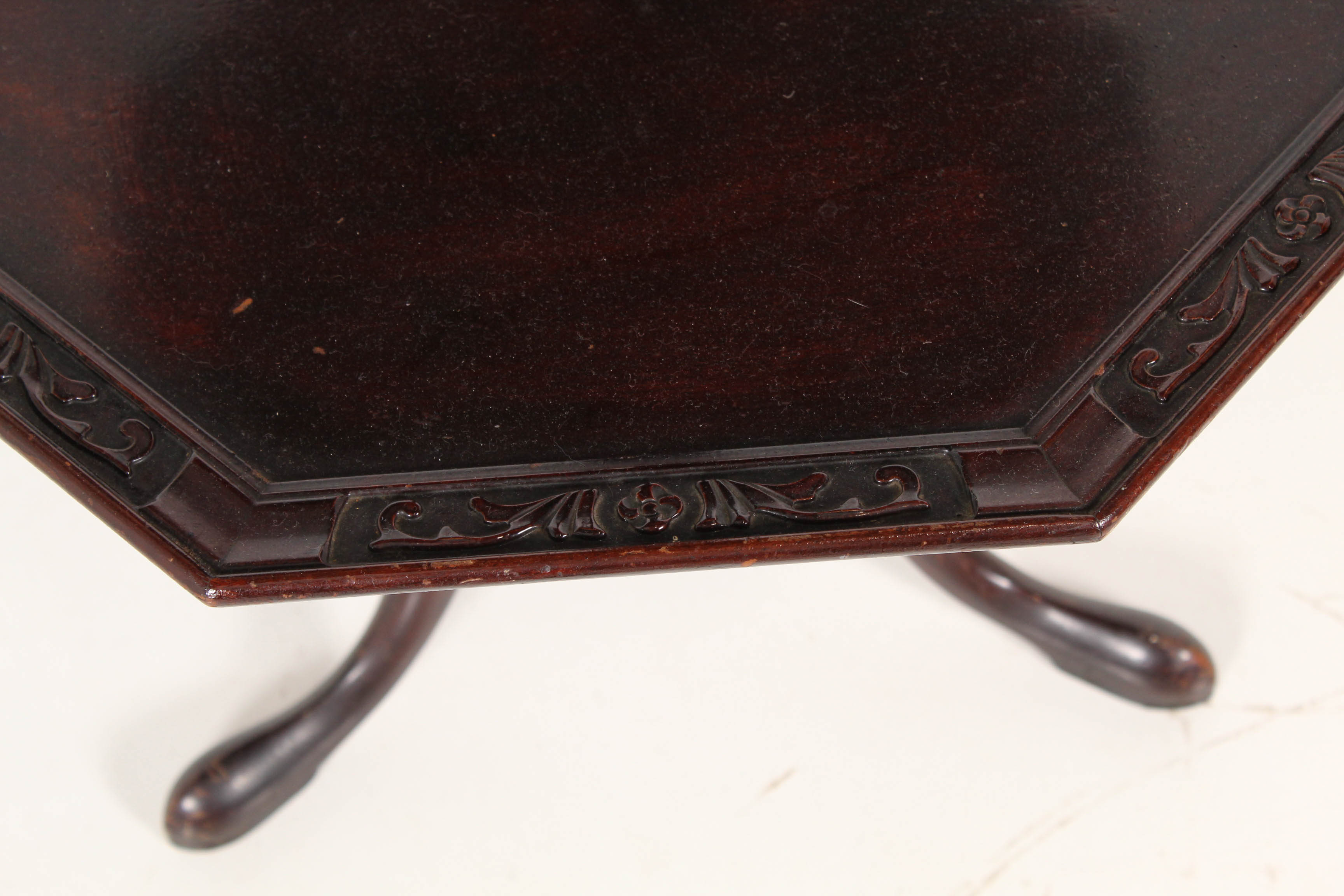 Vintage Mahogany Finish Octagonal Two-Tier Accent Table