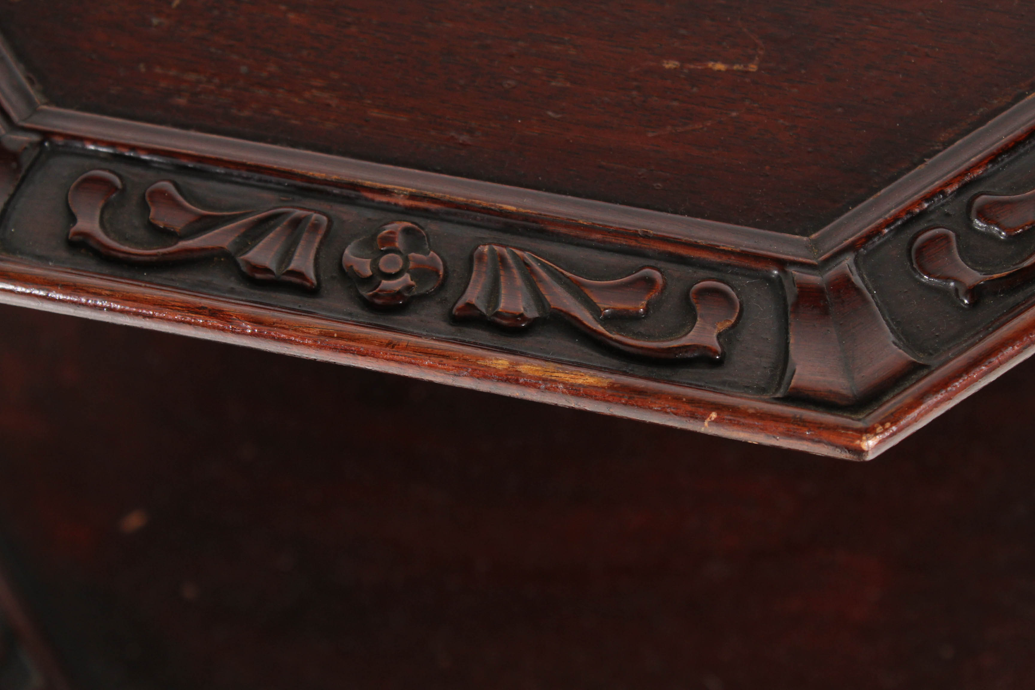 Vintage Mahogany Finish Octagonal Two-Tier Accent Table