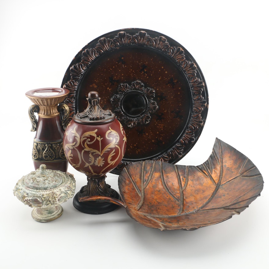 Italianate Decorative Jars, Stand, and Trays