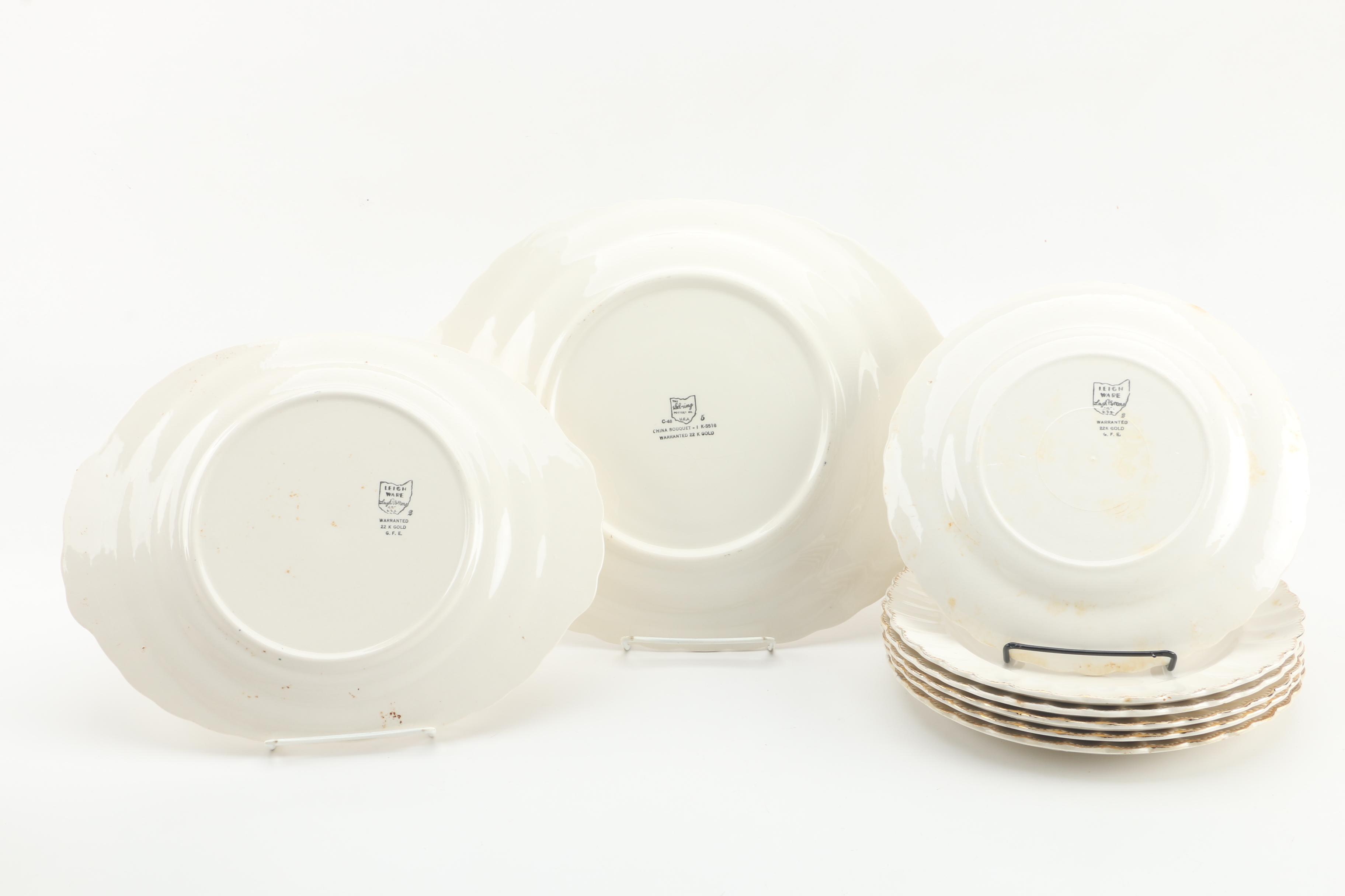 Vintage Leigh Potters "Leigh Ware" Floral-Themed Dinnerware