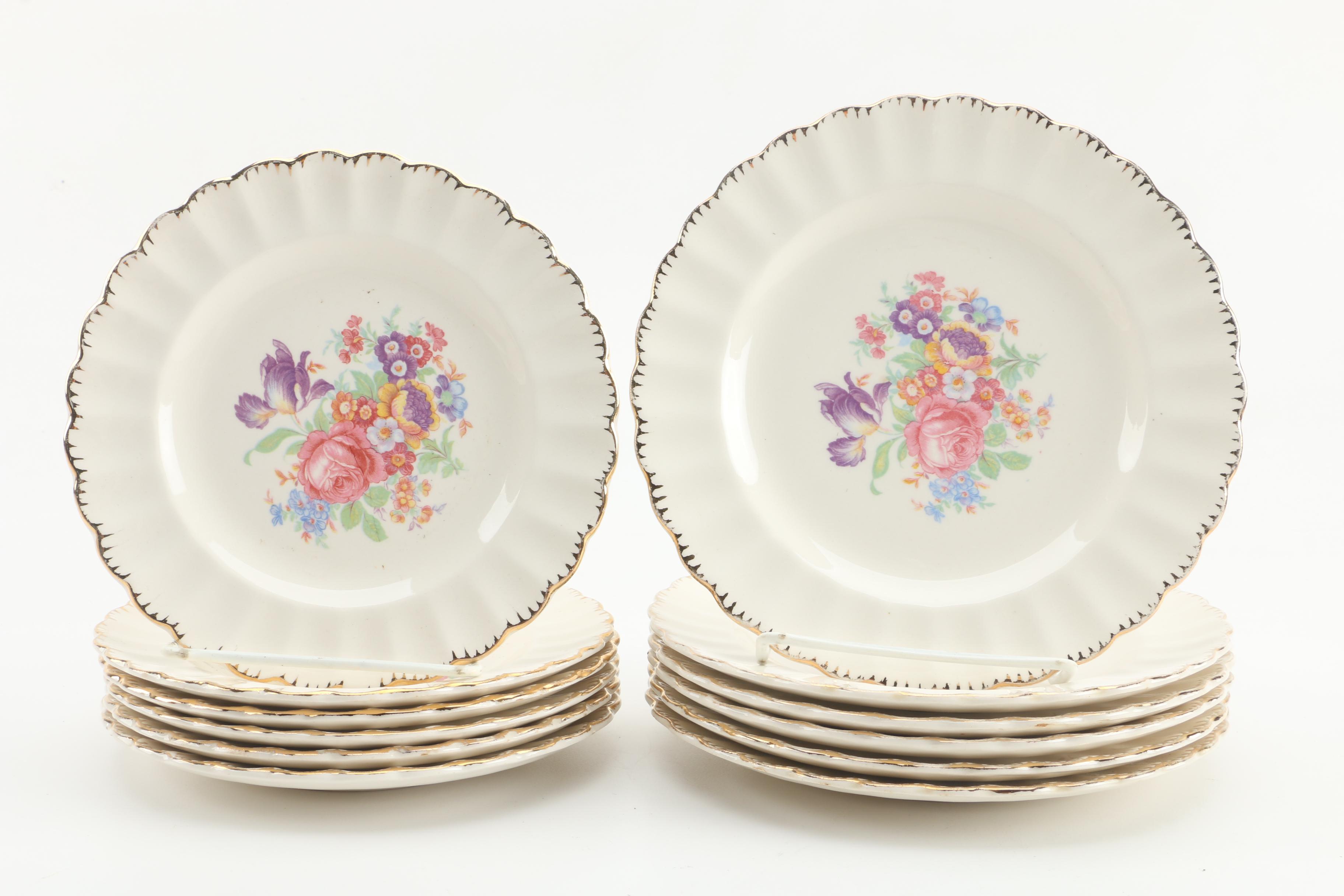 Vintage Leigh Potters "Leigh Ware" Floral-Themed Dinnerware