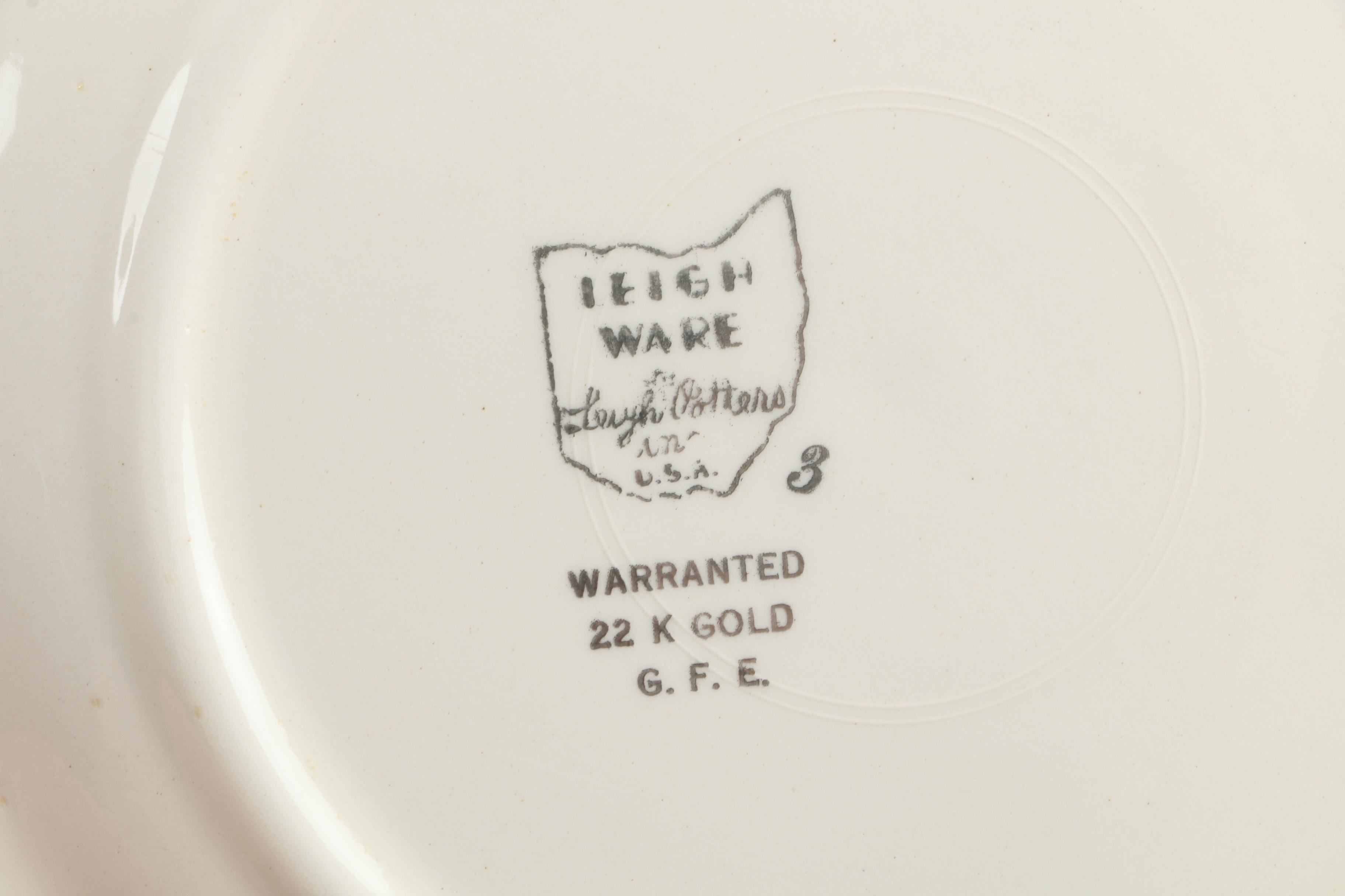 Vintage Leigh Potters "Leigh Ware" Floral-Themed Dinnerware