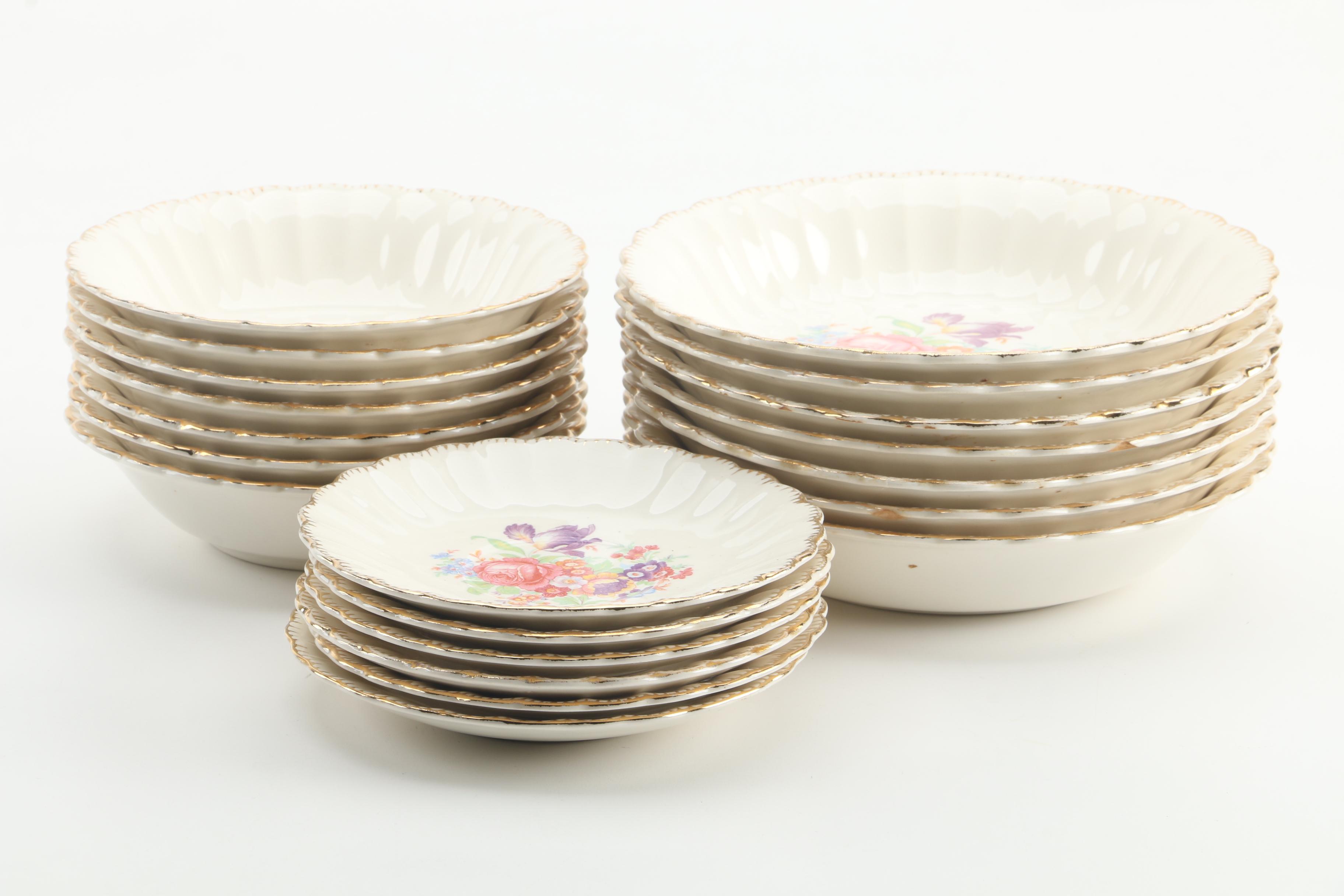 Vintage Leigh Potters "Leigh Ware" Floral-Themed Dinnerware
