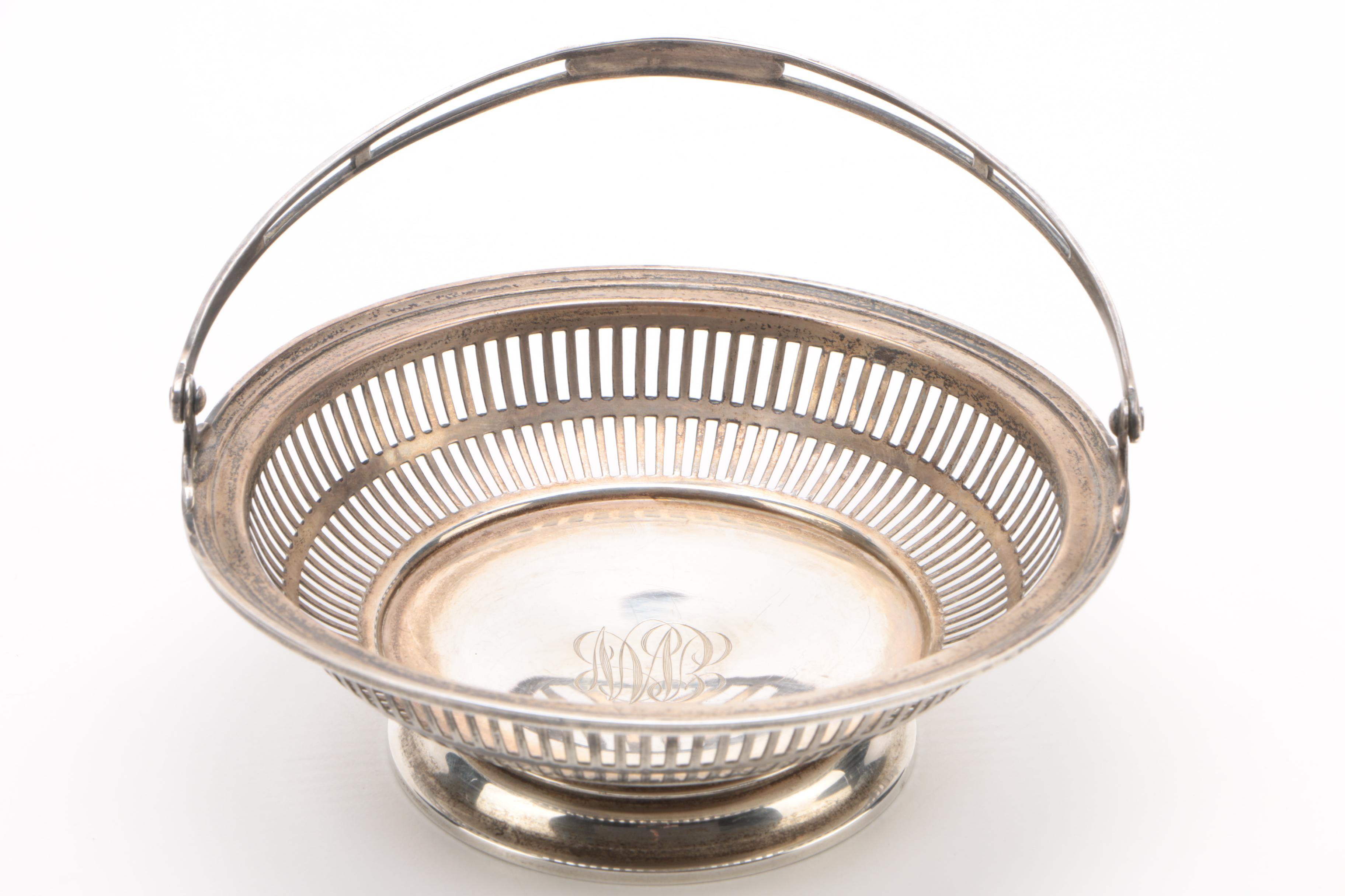 Antique Watson Co. Sterling Sugar Basket with Frank M. Whiting Tea Strainer