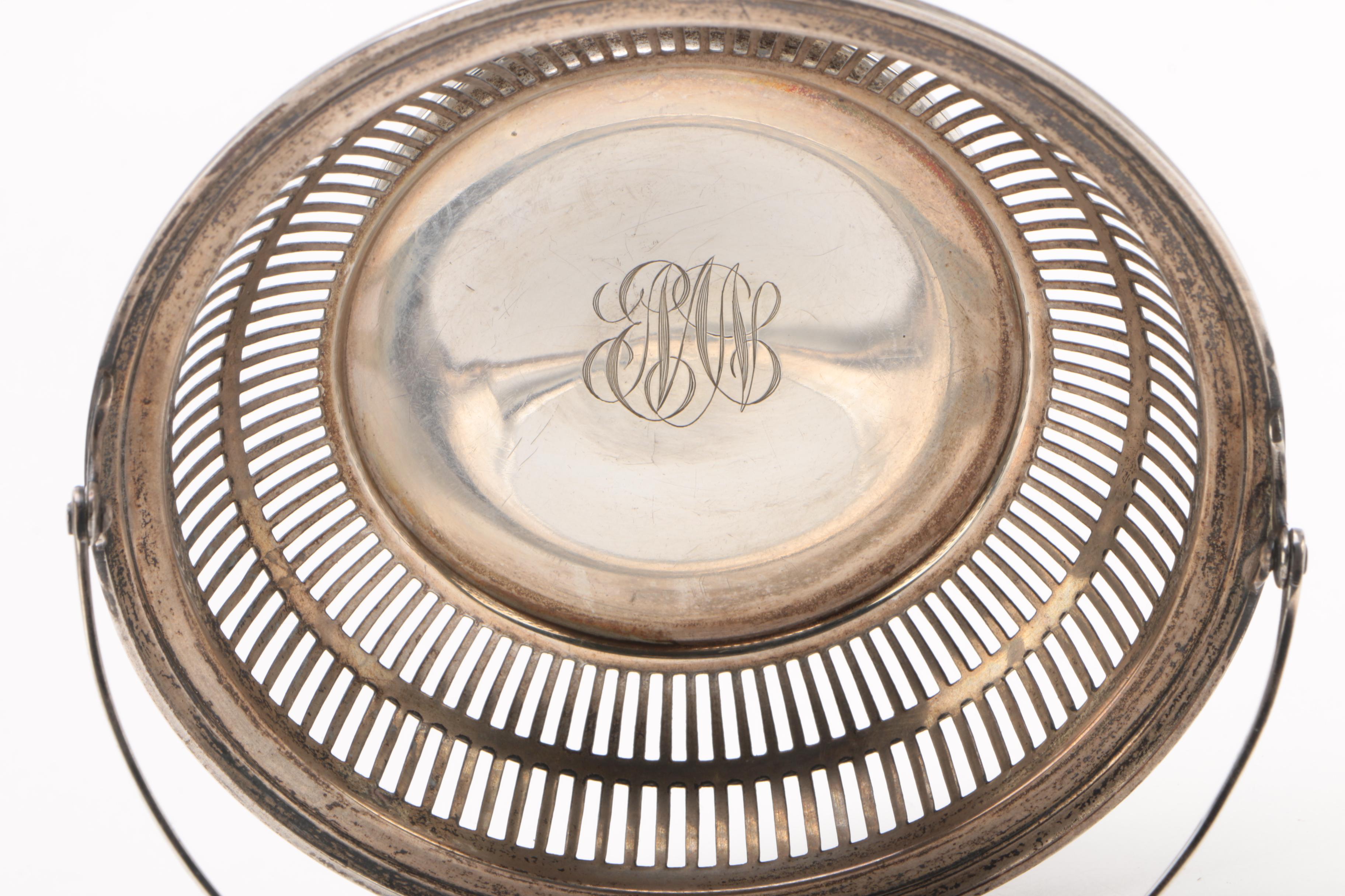 Antique Watson Co. Sterling Sugar Basket with Frank M. Whiting Tea Strainer