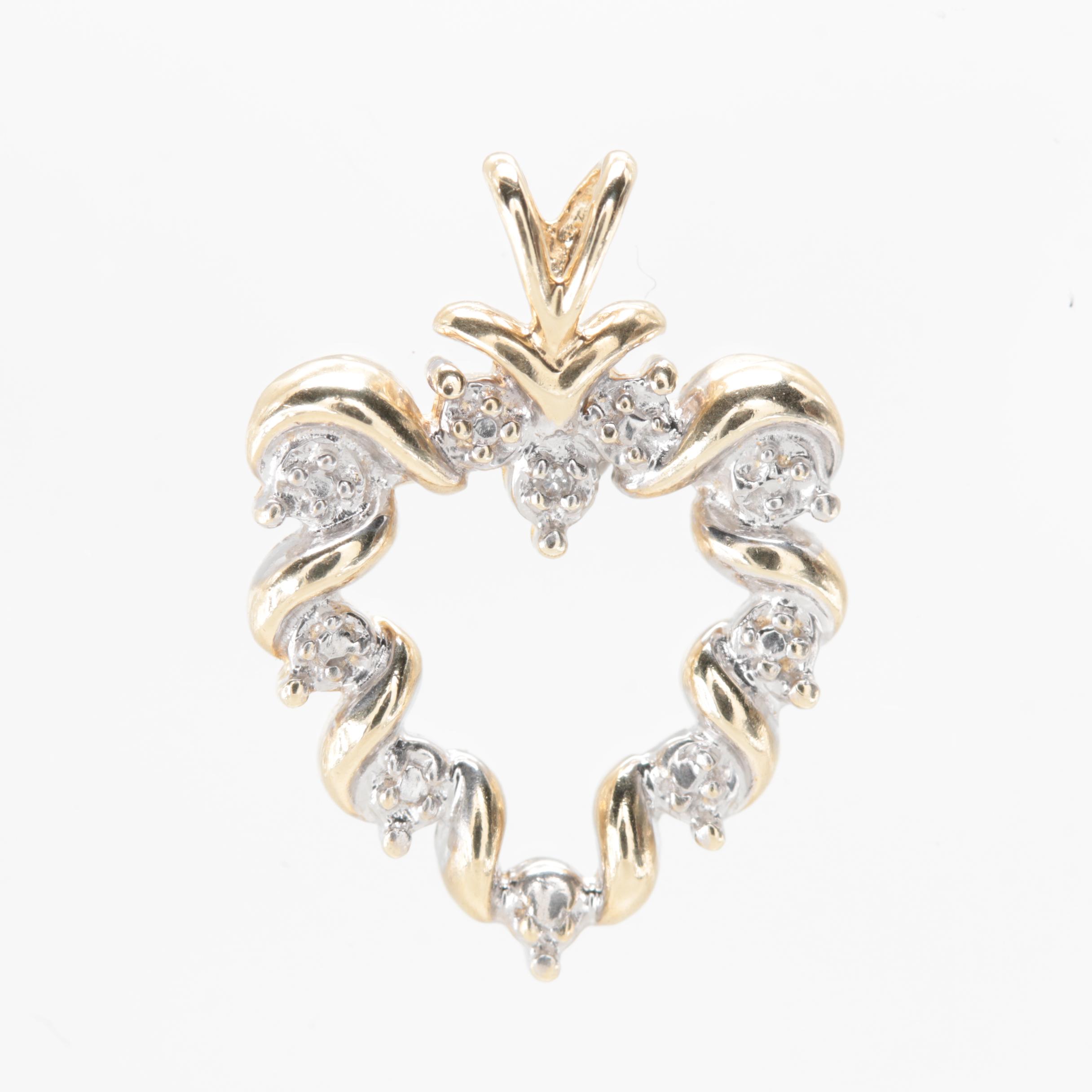 10K Yellow Gold Diamond Pendant