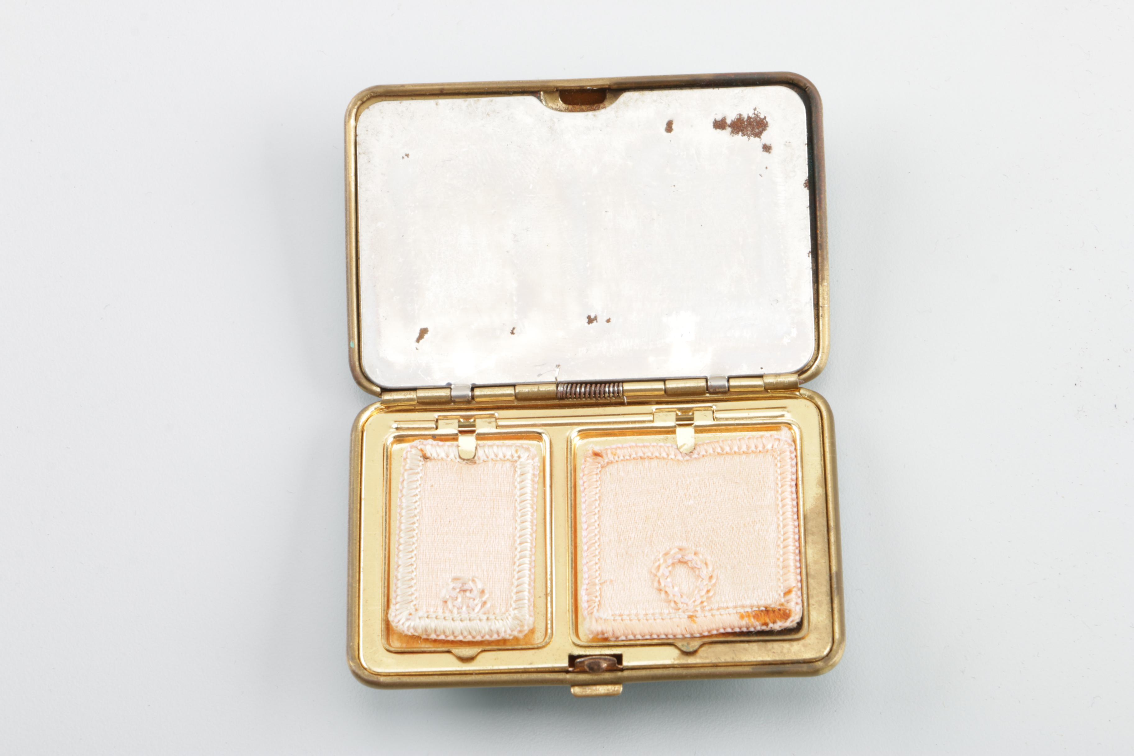 1920s Art Deco Mondaine Enameled Makeup Compact with Rhinestones