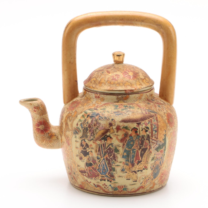 Vintage Chinese Satsuma Style Ceramic Teapot