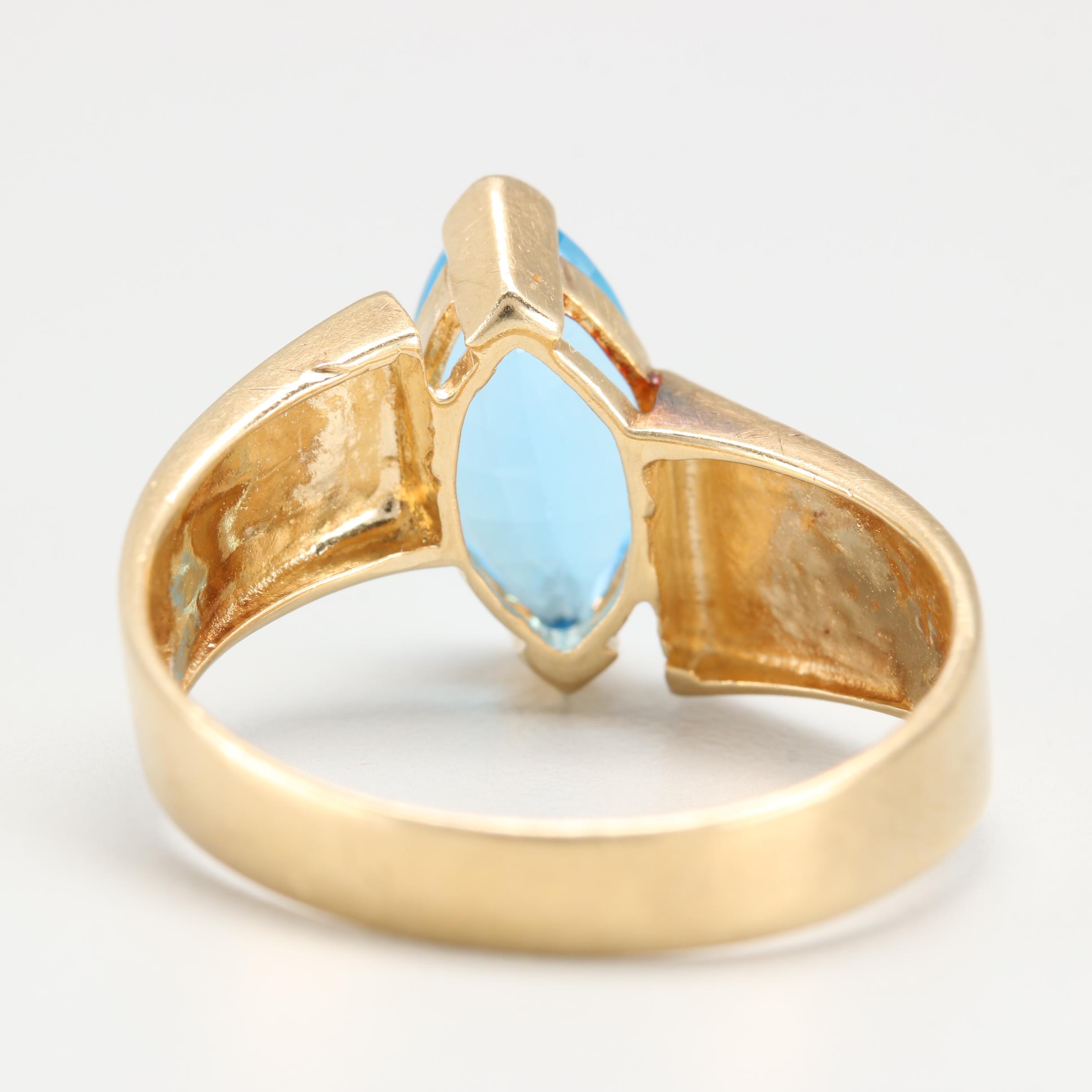 14K Yellow Gold Blue Topaz Ring