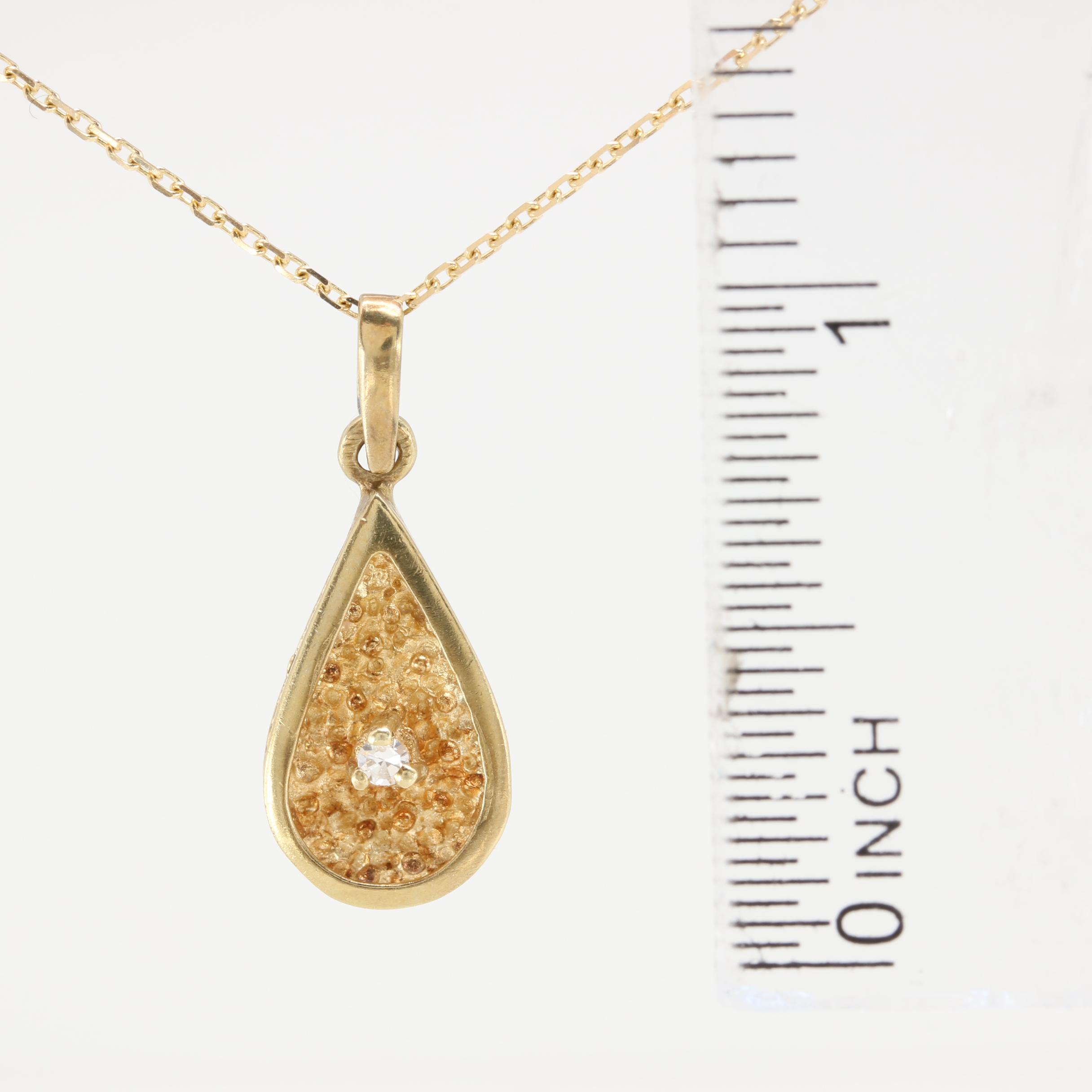 14K Yellow Gold Diamond Pendant Necklace