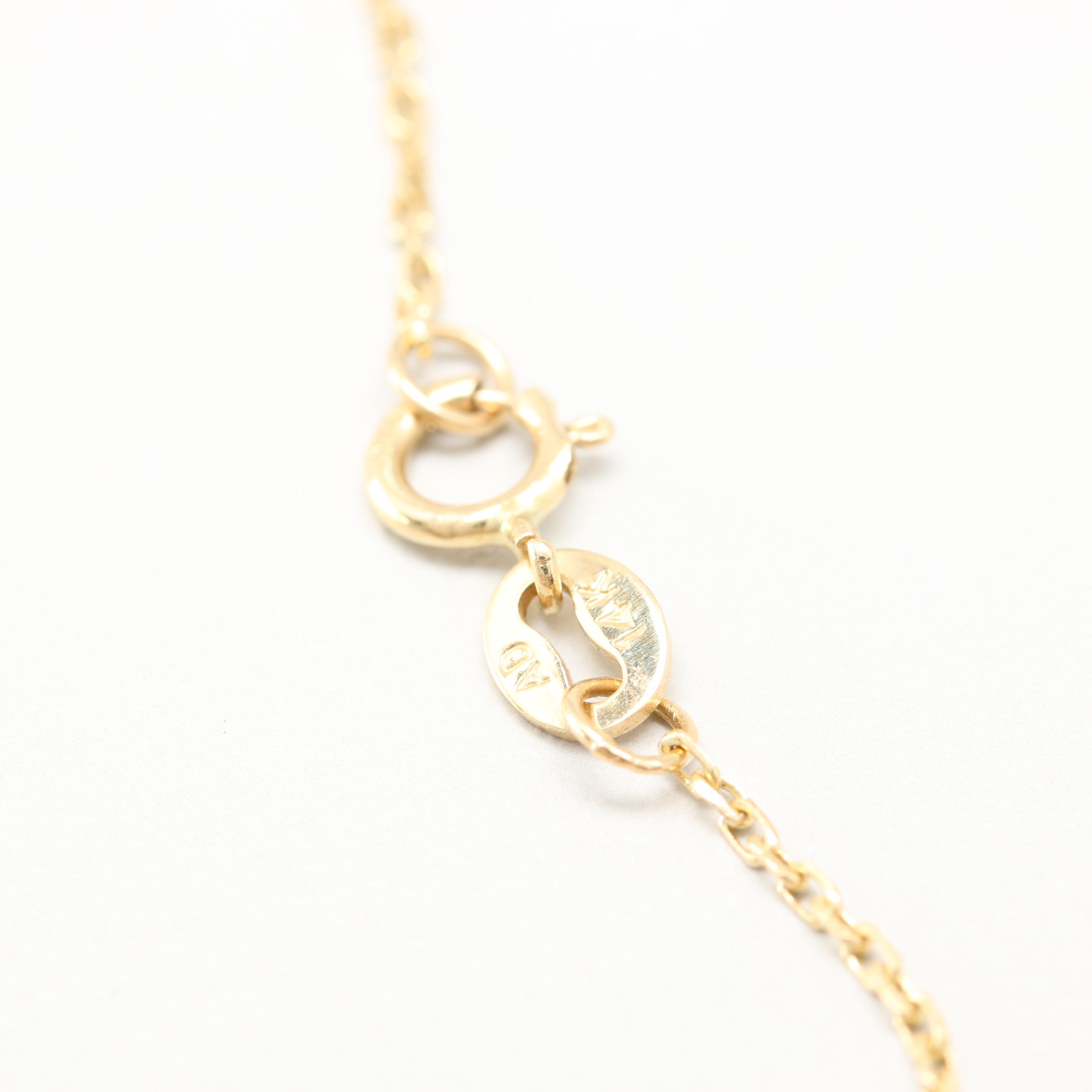 14K Yellow Gold Diamond Pendant Necklace