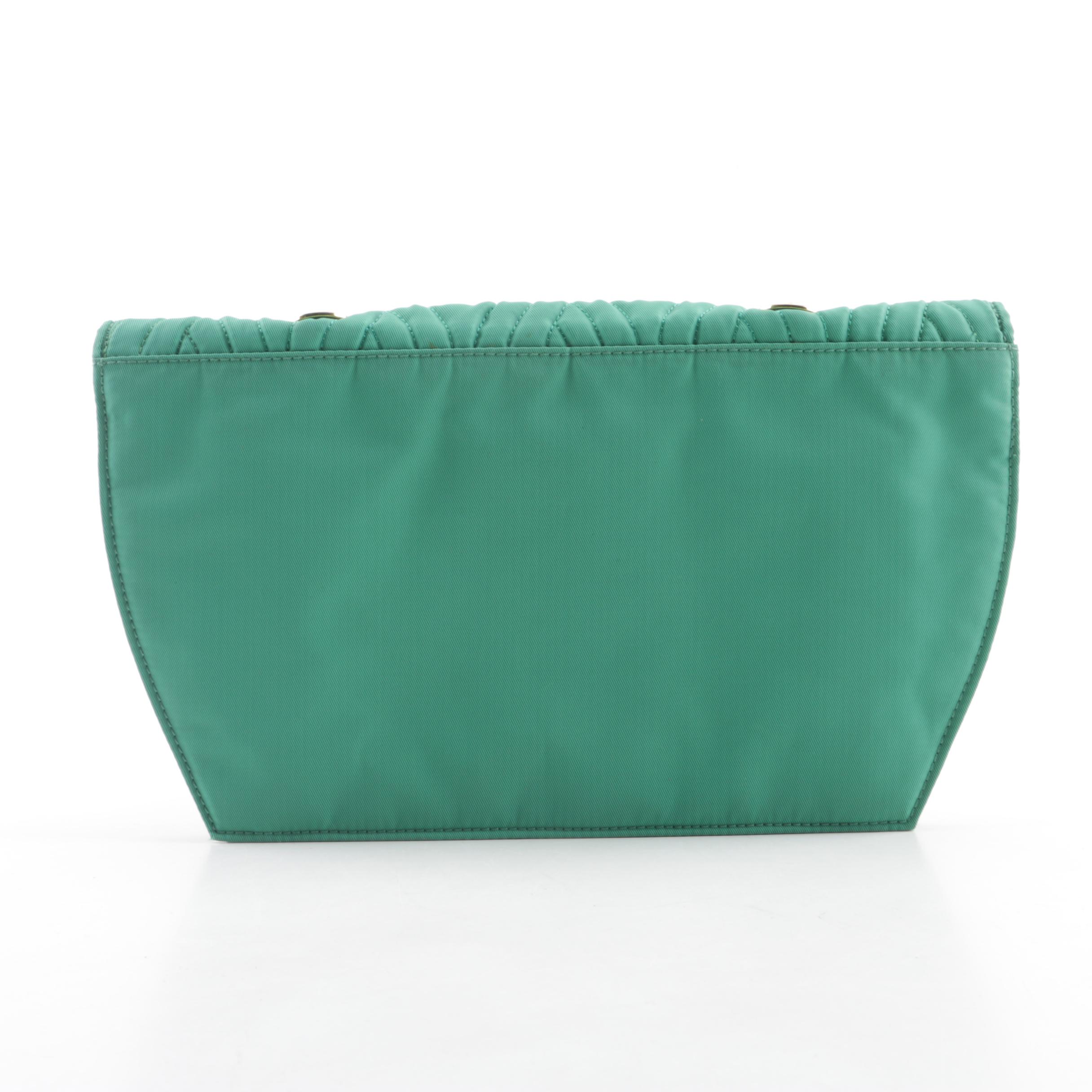 Circa 1980s Vintage Fendi Quilted Nylon Handbag with Fusilli Pasta Accent Handle