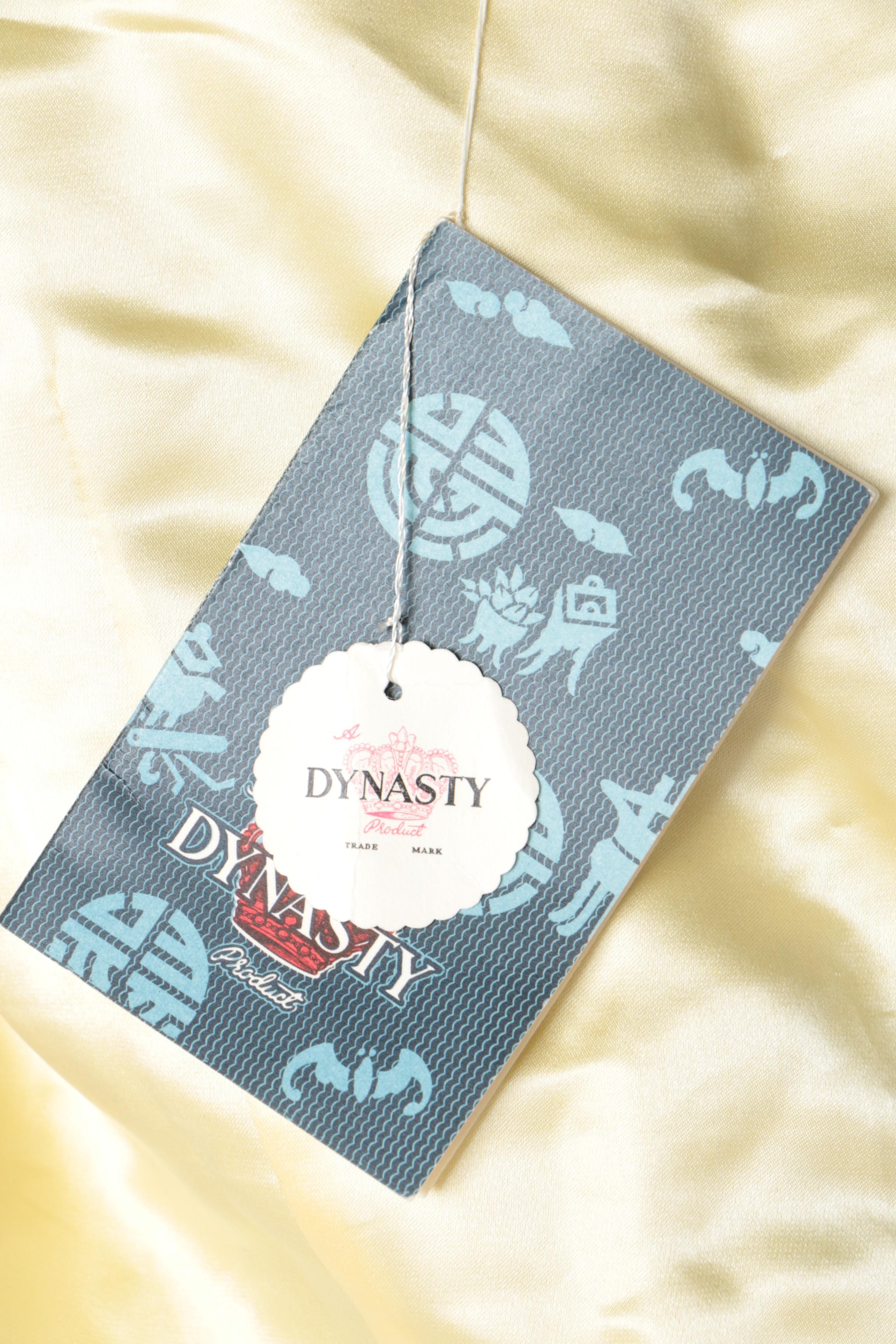 1970s Dynasty Hong Kong Silk Evening Ensemble with Embroidered Procession Scene