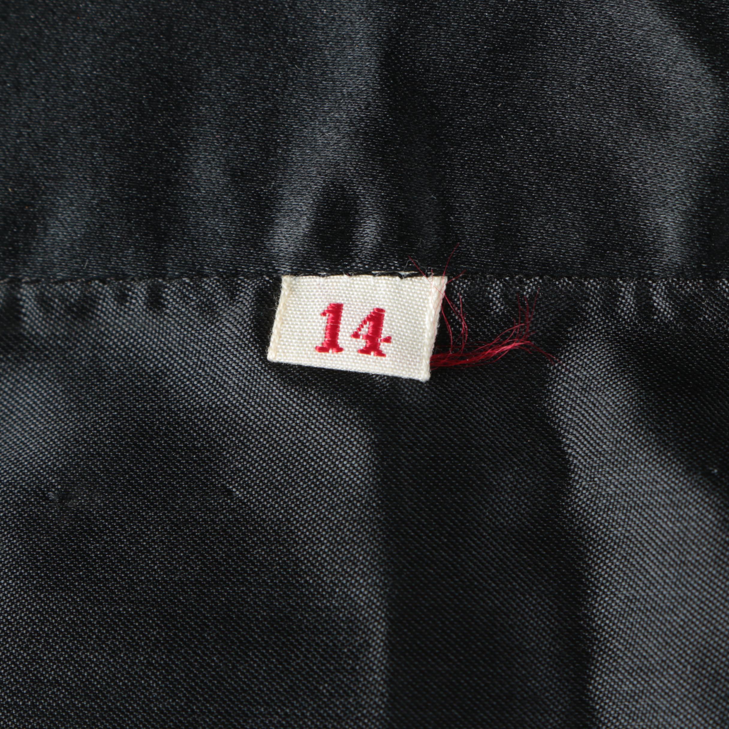 1970s Dynasty Hong Kong Silk Evening Ensemble with Embroidered Procession Scene