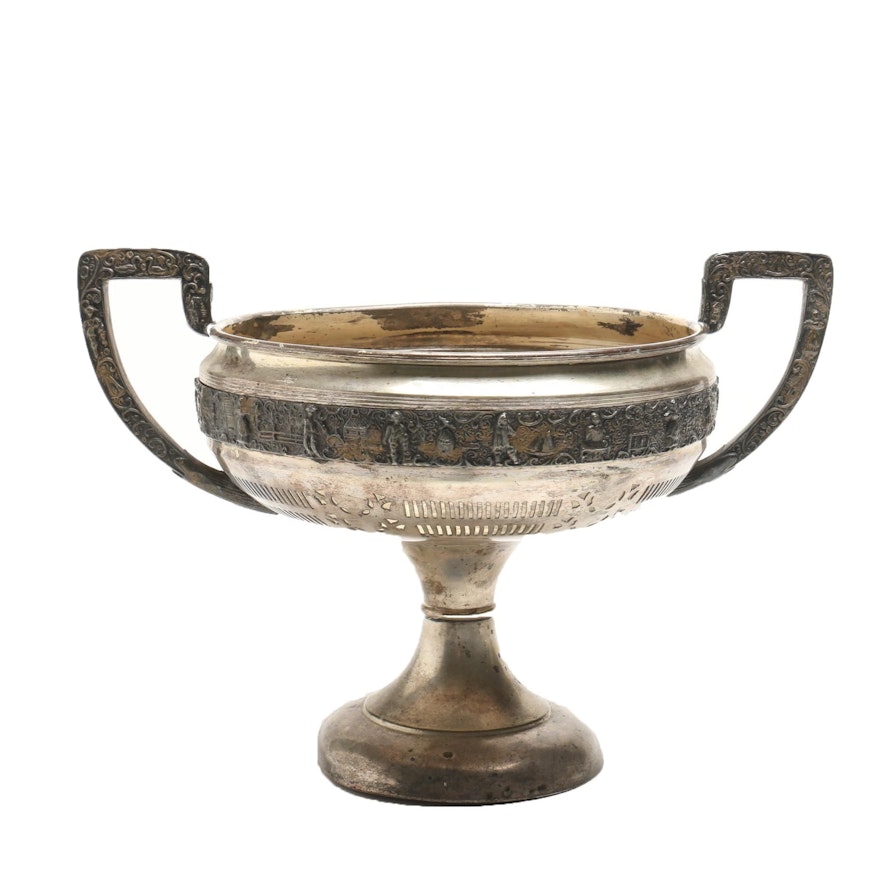 Silver Plated Stylized Kantharos Urn