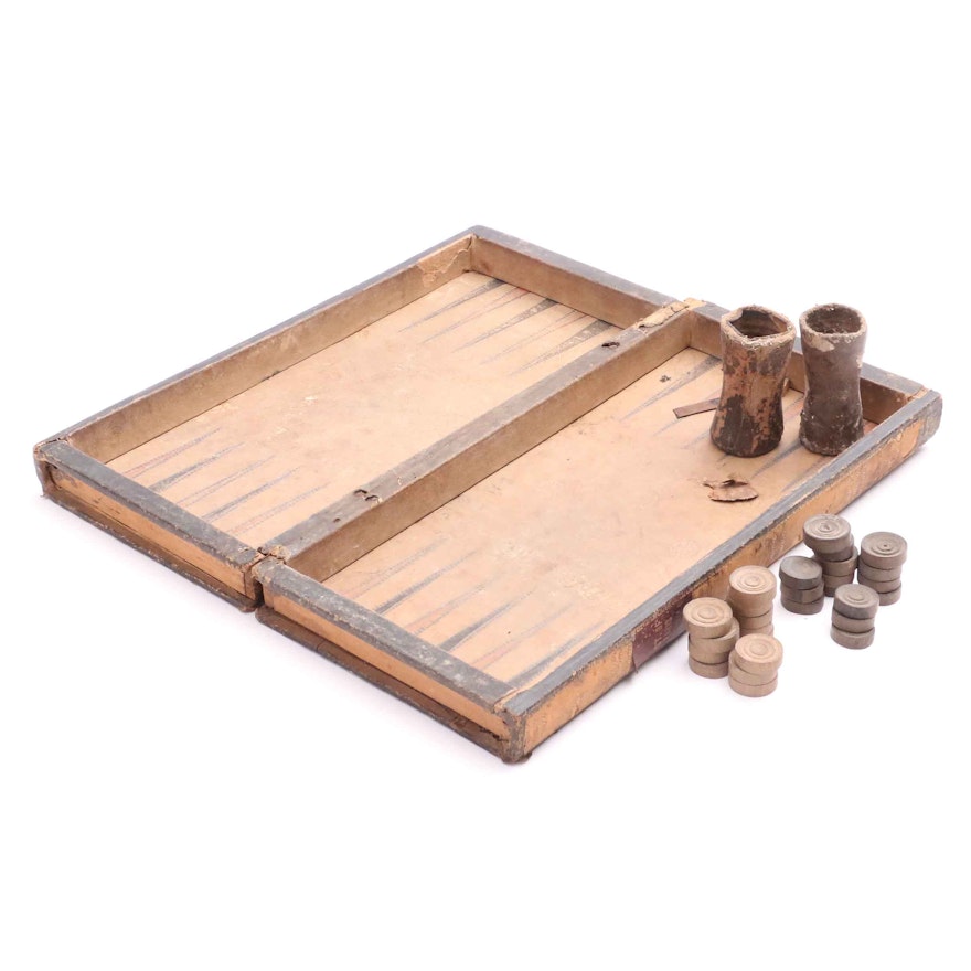 Vintage Backgammon and Checkers Board