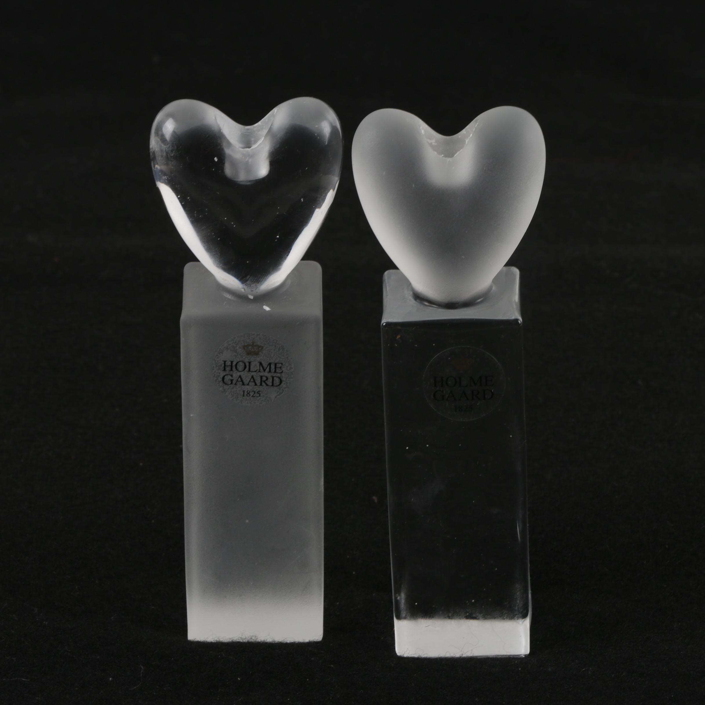 Holmegaard "Heart" Glass and Mikasa "Prism" Crystal Candlesticks