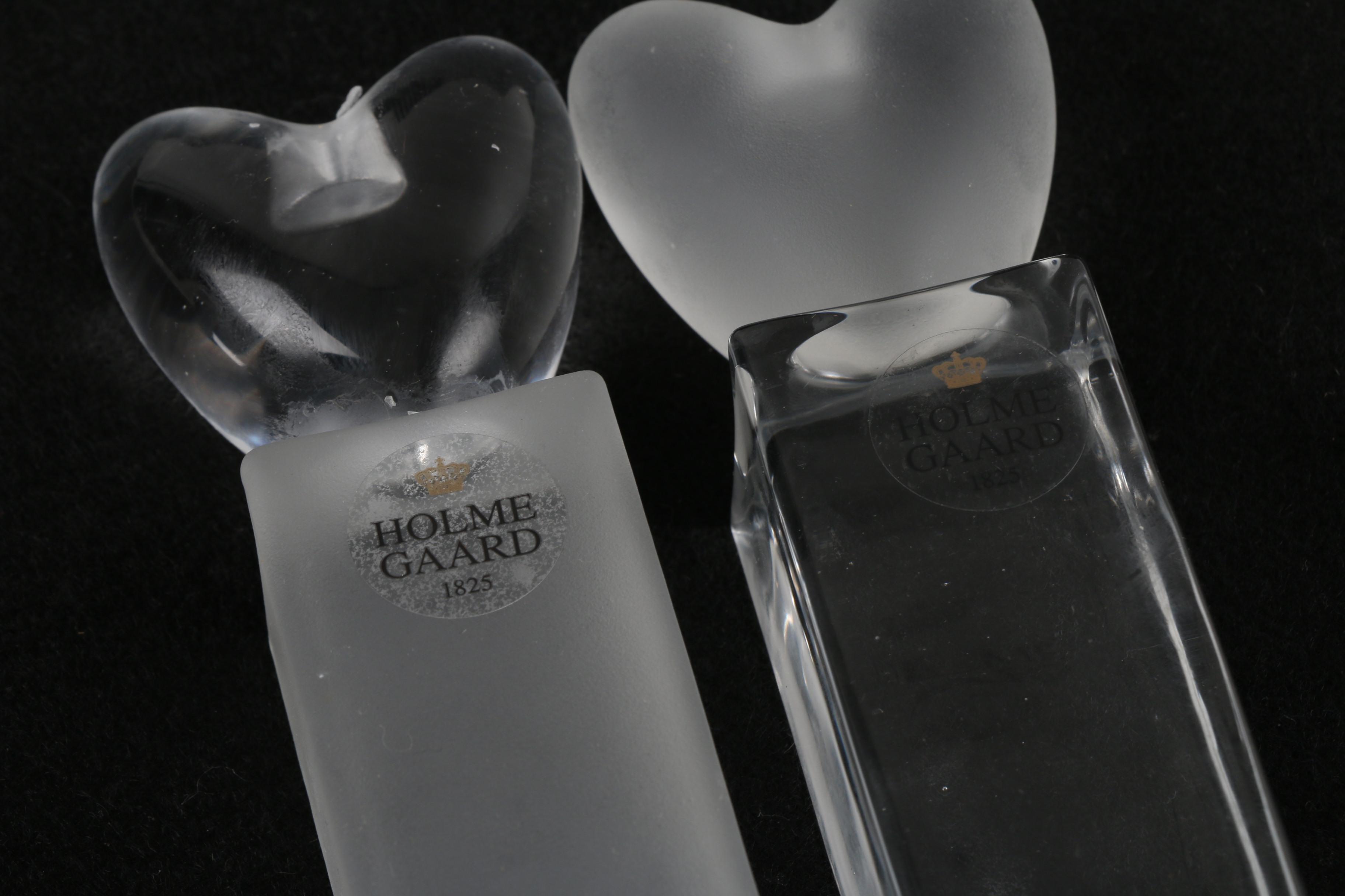Holmegaard "Heart" Glass and Mikasa "Prism" Crystal Candlesticks