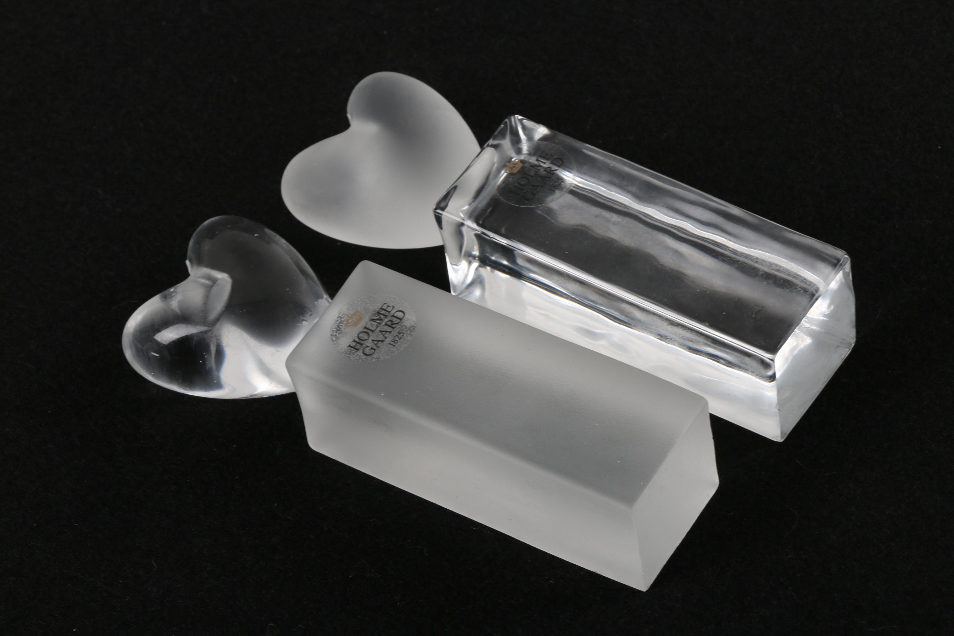 Holmegaard "Heart" Glass and Mikasa "Prism" Crystal Candlesticks