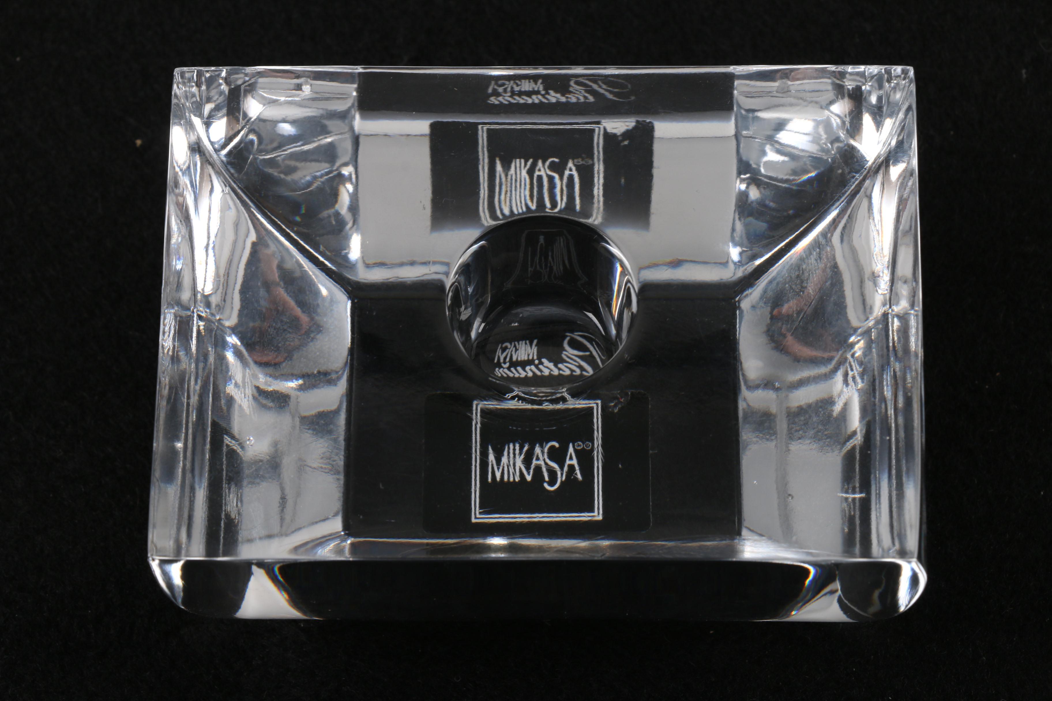 Holmegaard "Heart" Glass and Mikasa "Prism" Crystal Candlesticks