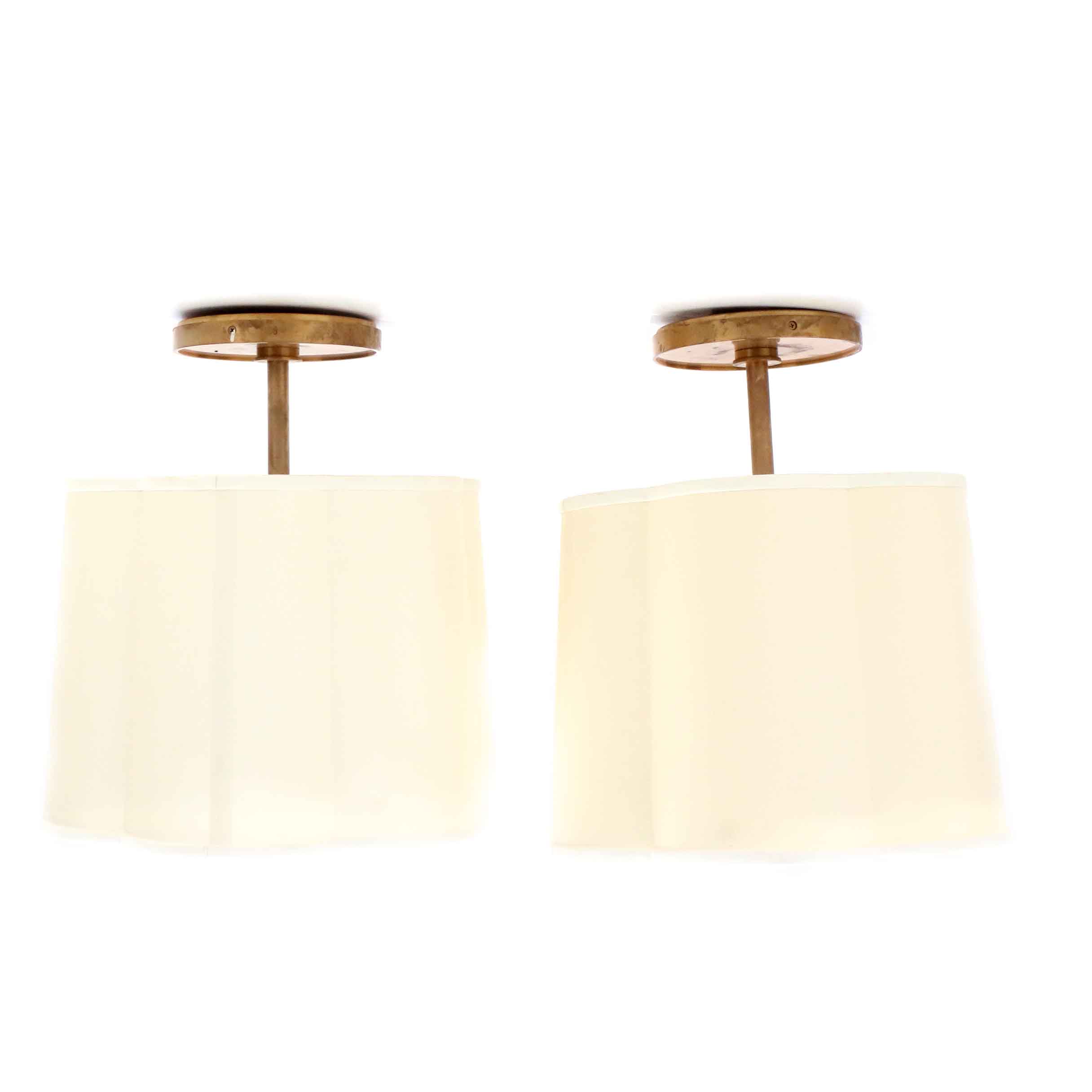 Brass Pendant Lights with Lobed Shades