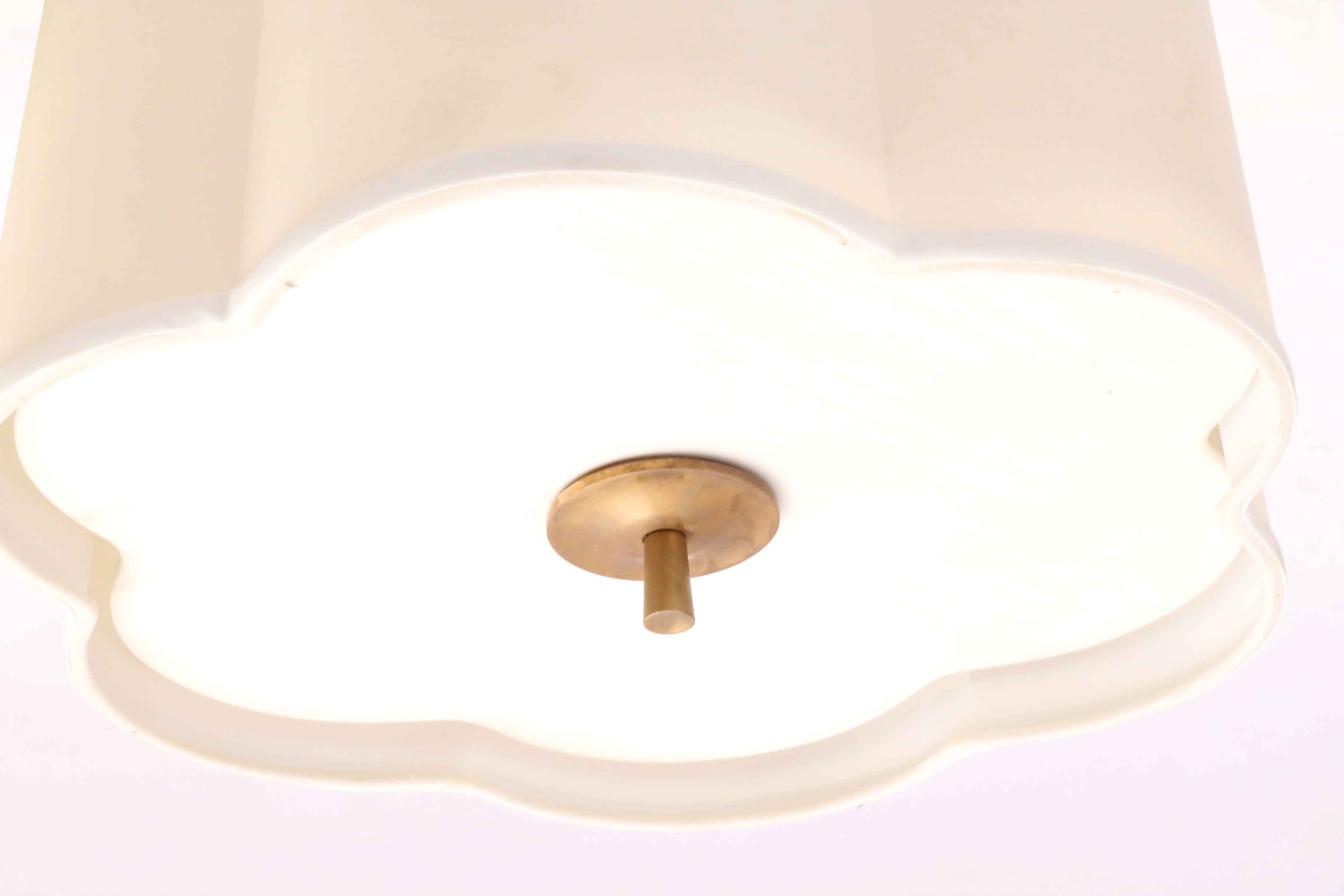 Brass Pendant Lights with Lobed Shades