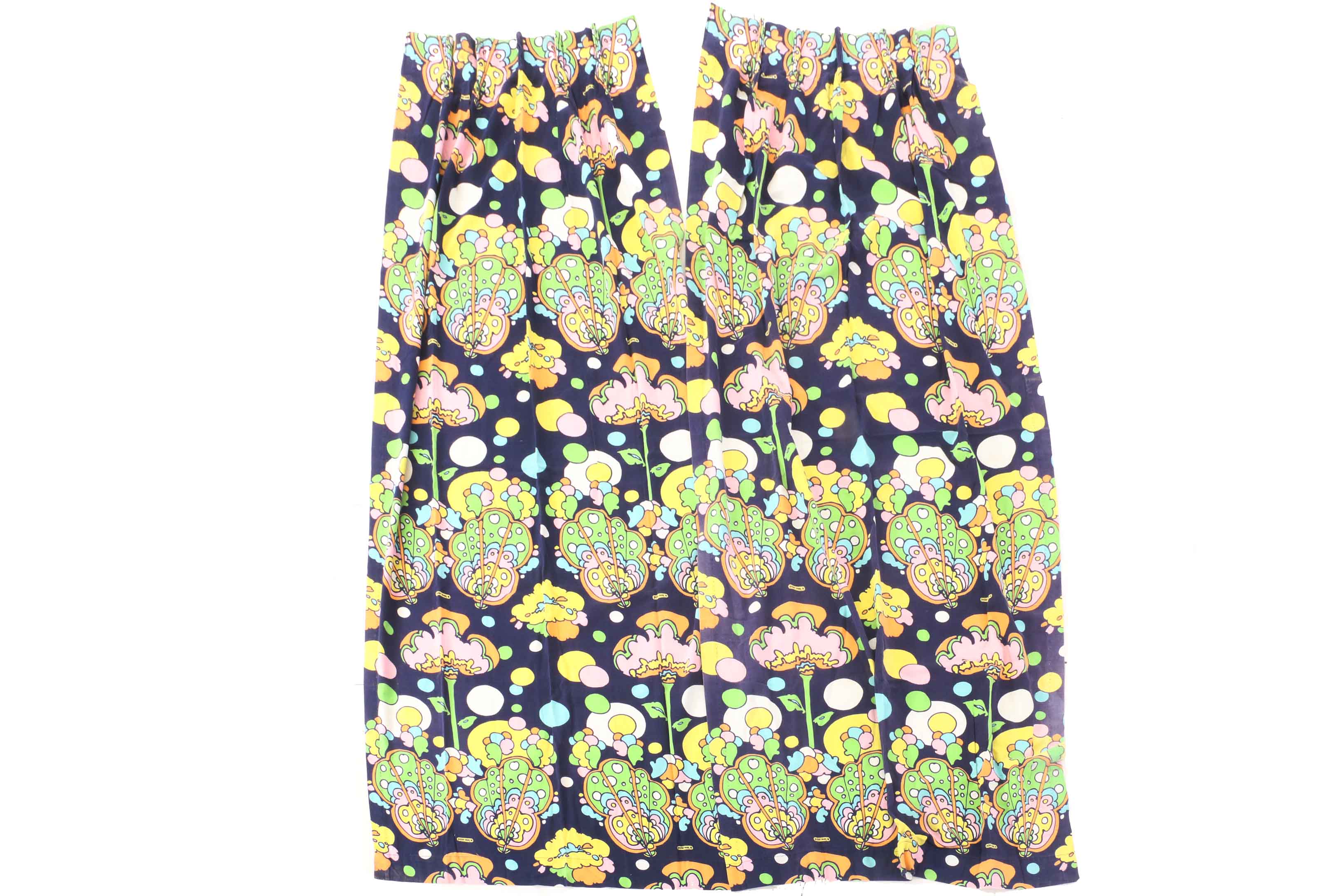 Vintage Window Treatment Panels Featuring Peter Max